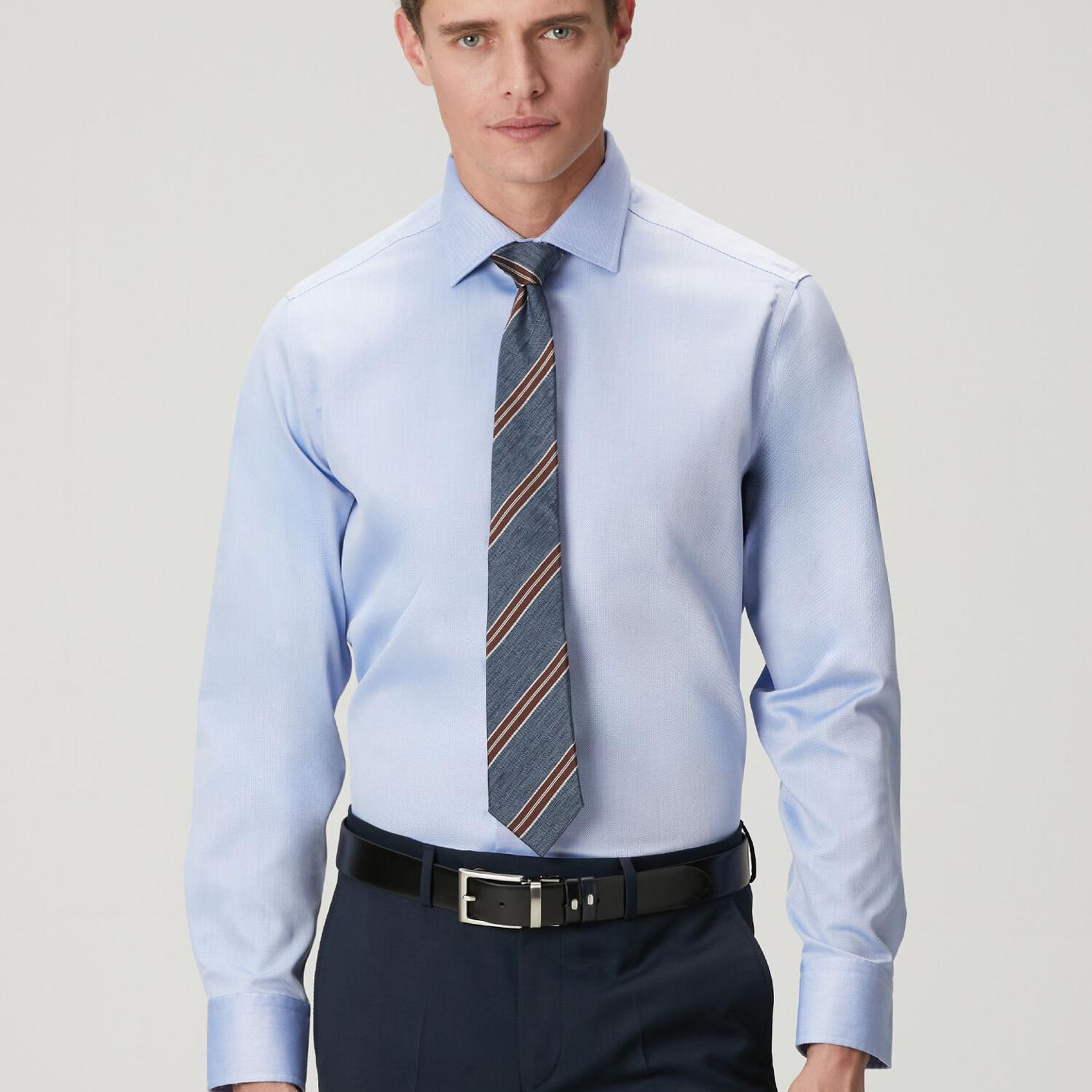 Beymen Club Erkek Comfort Fit Koyu Mavi Armürlü Non-iron Gömlek