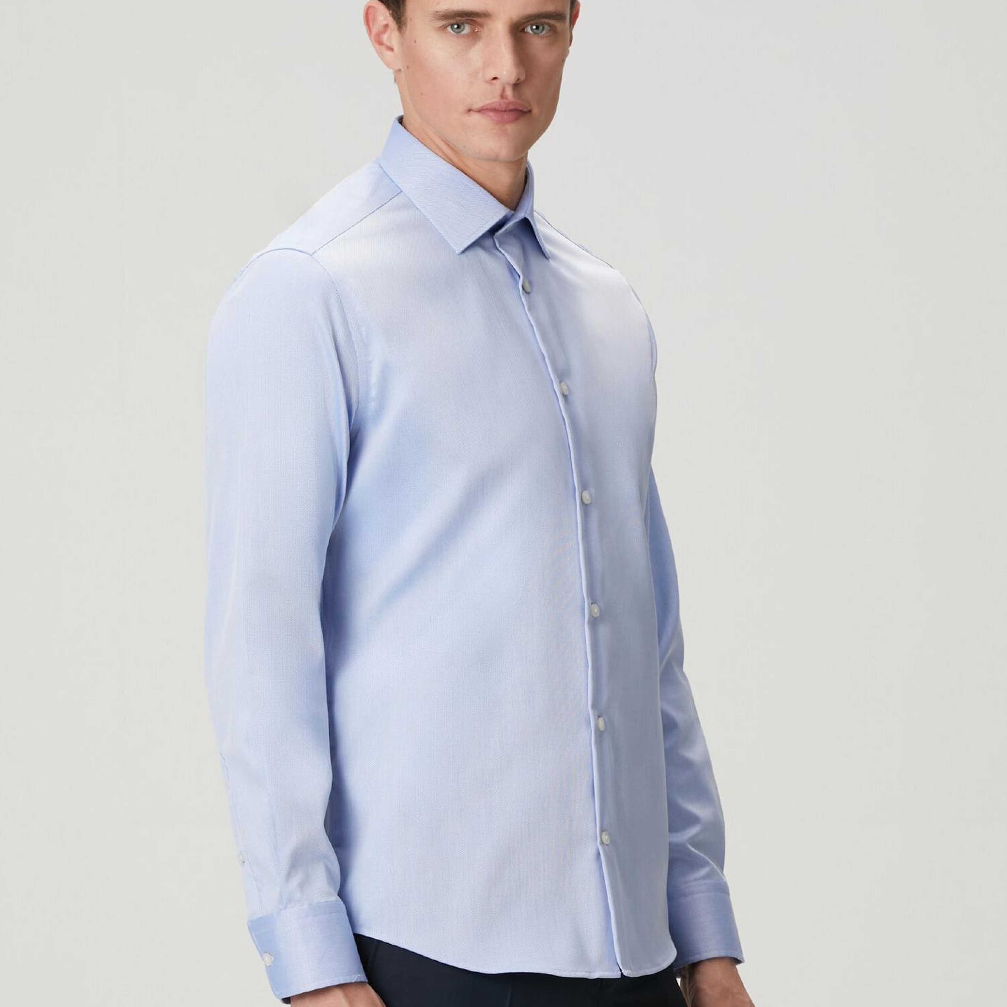 Beymen Club Erkek Comfort Fit Koyu Mavi Armürlü Non-iron Gömlek