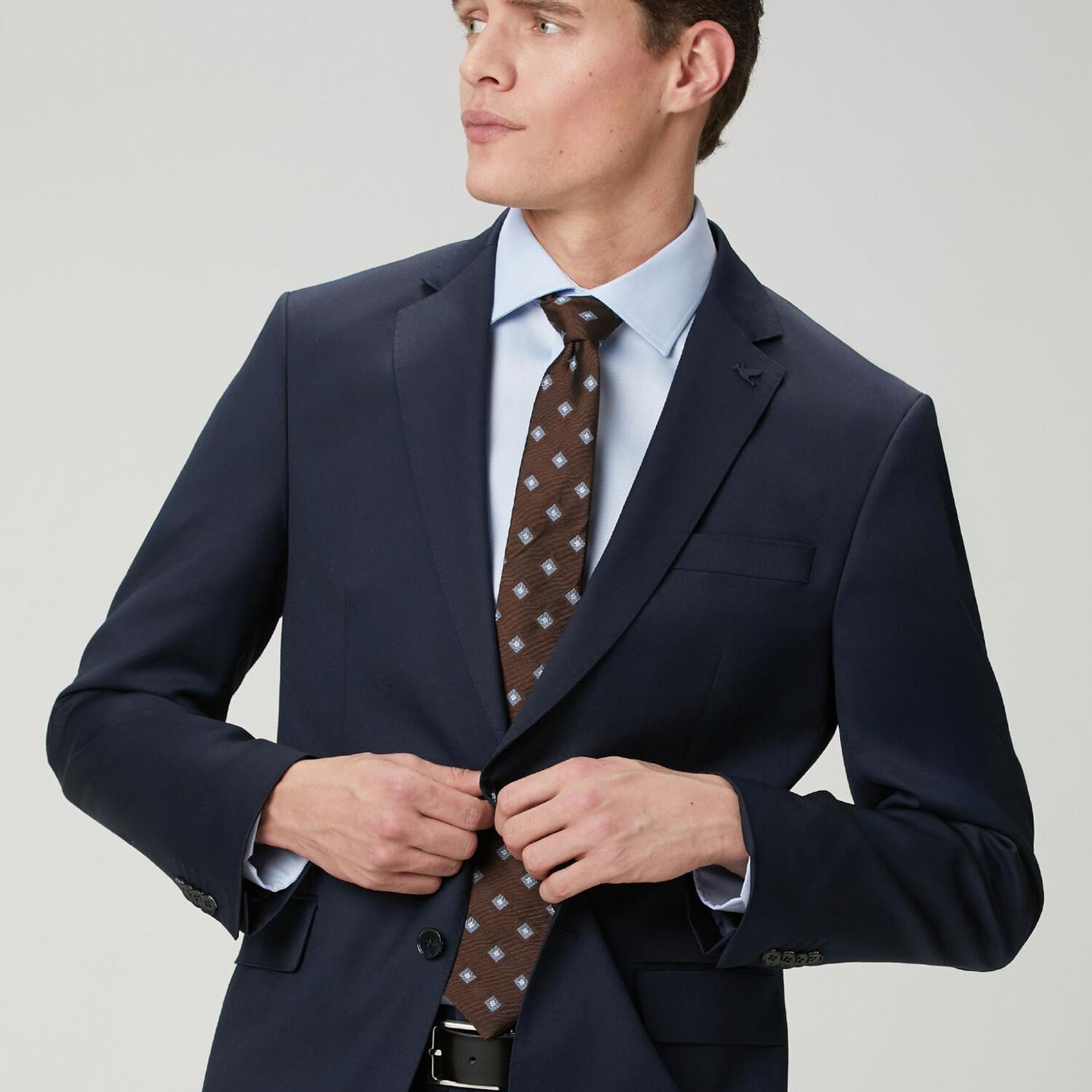 Beymen Club Erkek Slim Fit Açık Mavi Armürlü Non-Iron Gömlek