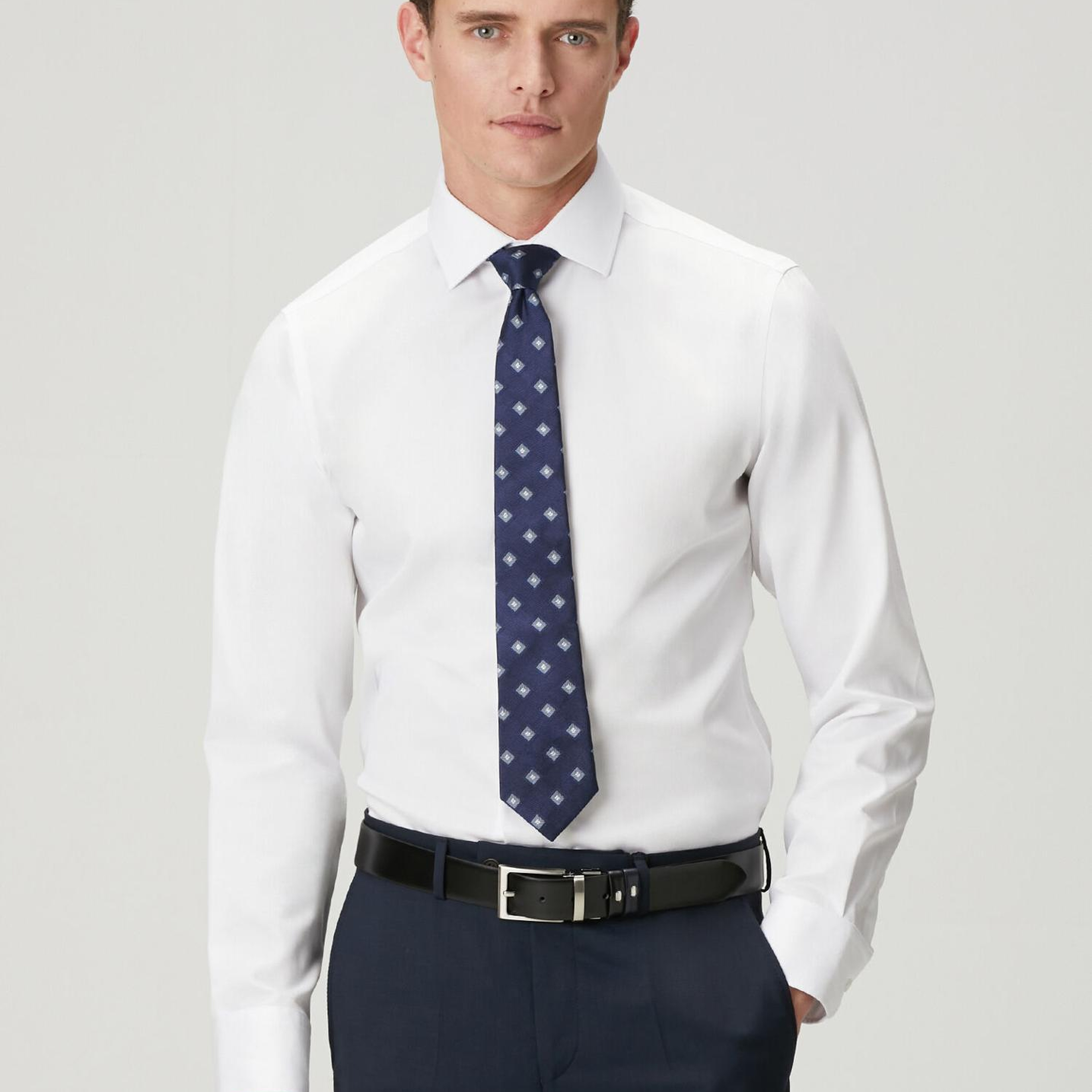 Beymen Club Erkek Slim Fit Beyaz Armürlü Non-iron Gömlek