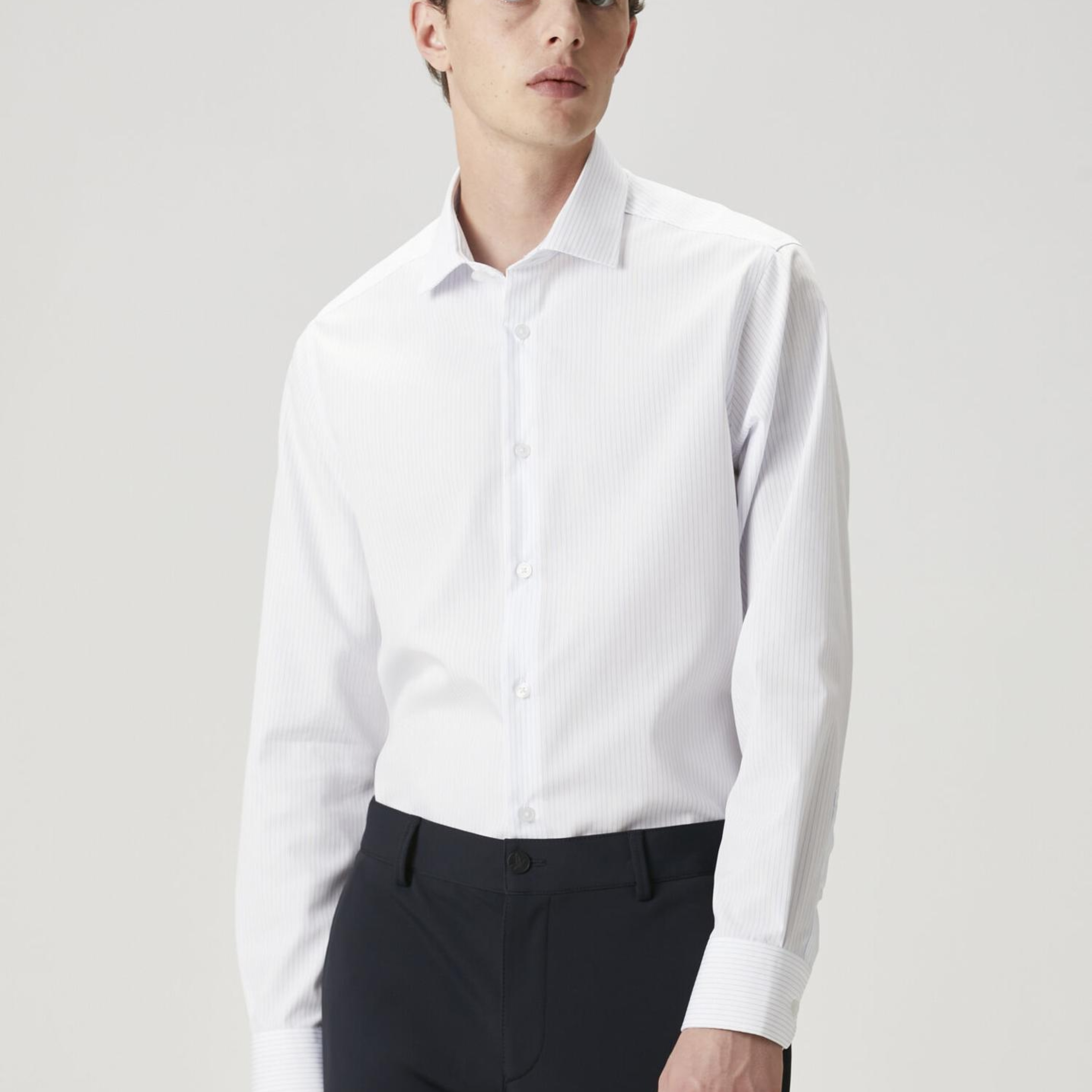 Beymen Club Erkek Comfort Fit Non Iron Mavi Beyaz Çizgili Gömlek