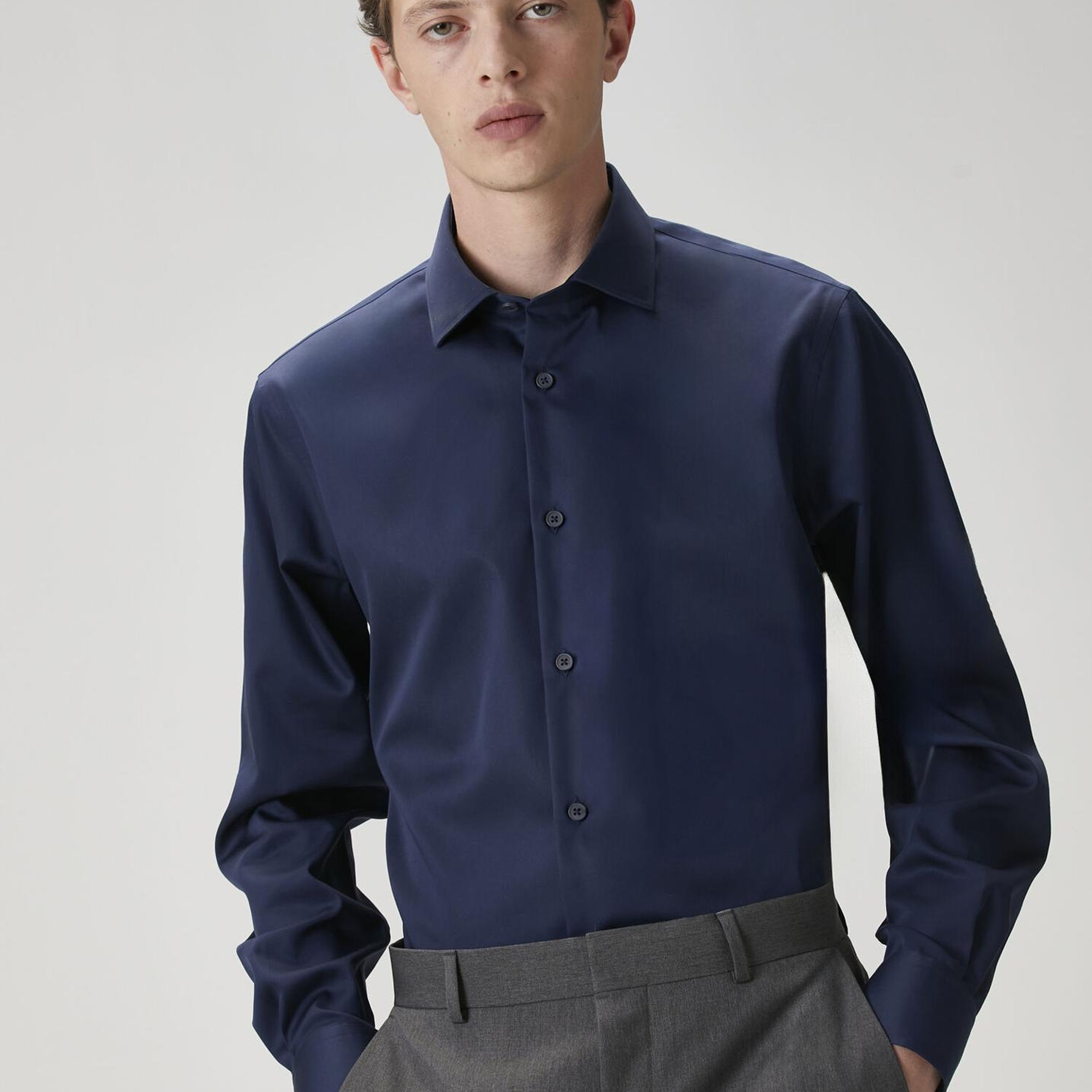 Beymen Club Erkek Custom Fit Lacivert Non-iron Gömlek