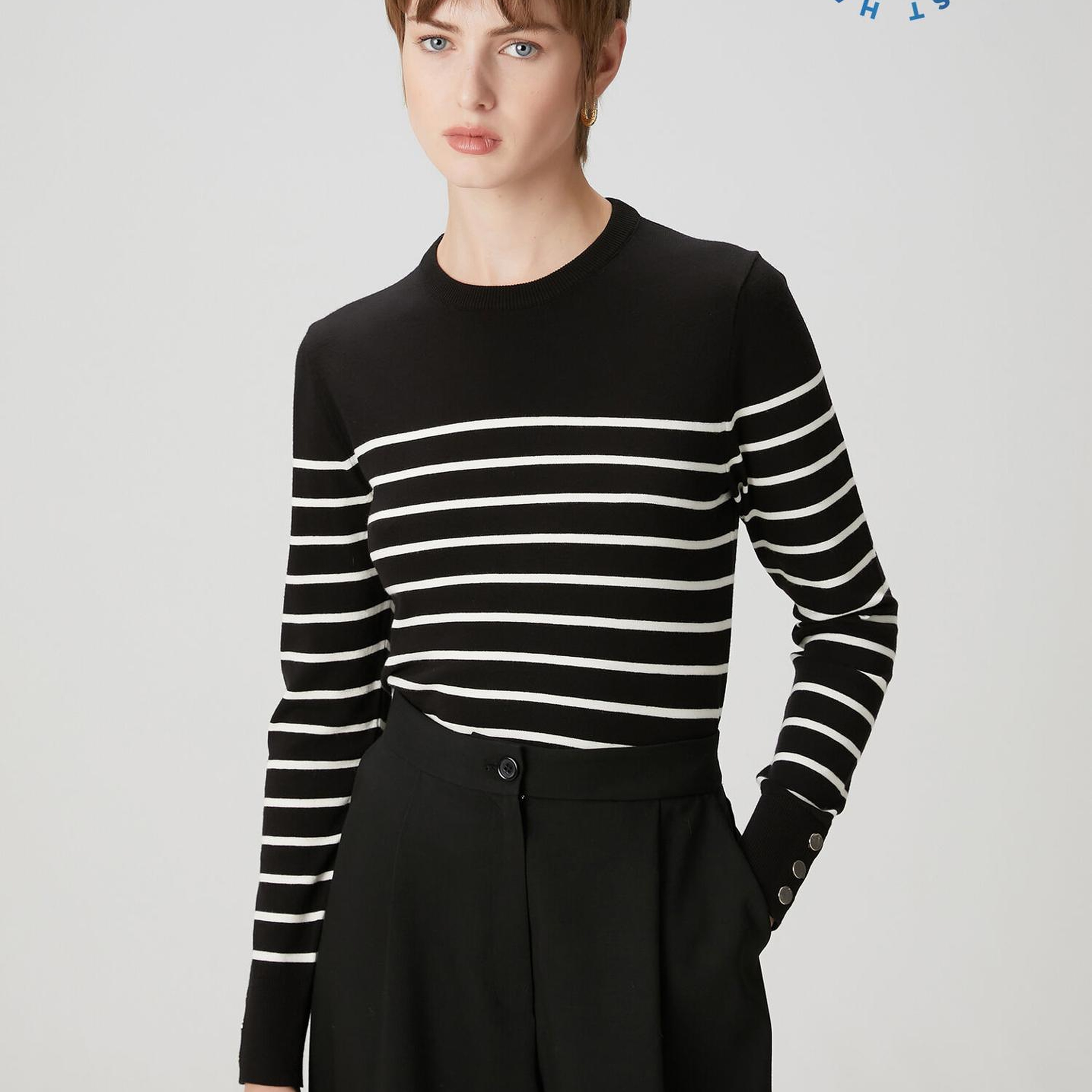 Beymen Club Kadın Siyah Beyaz Çizgili Basic Kazak