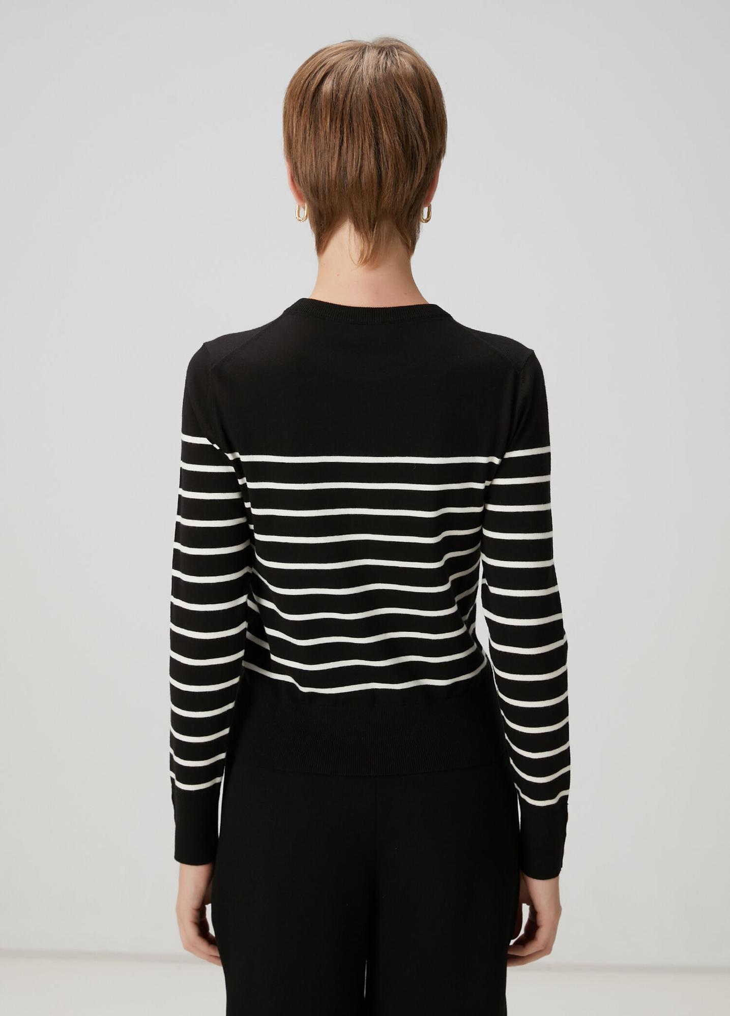 Beymen Club Kadın Siyah Beyaz Çizgili Basic Kazak