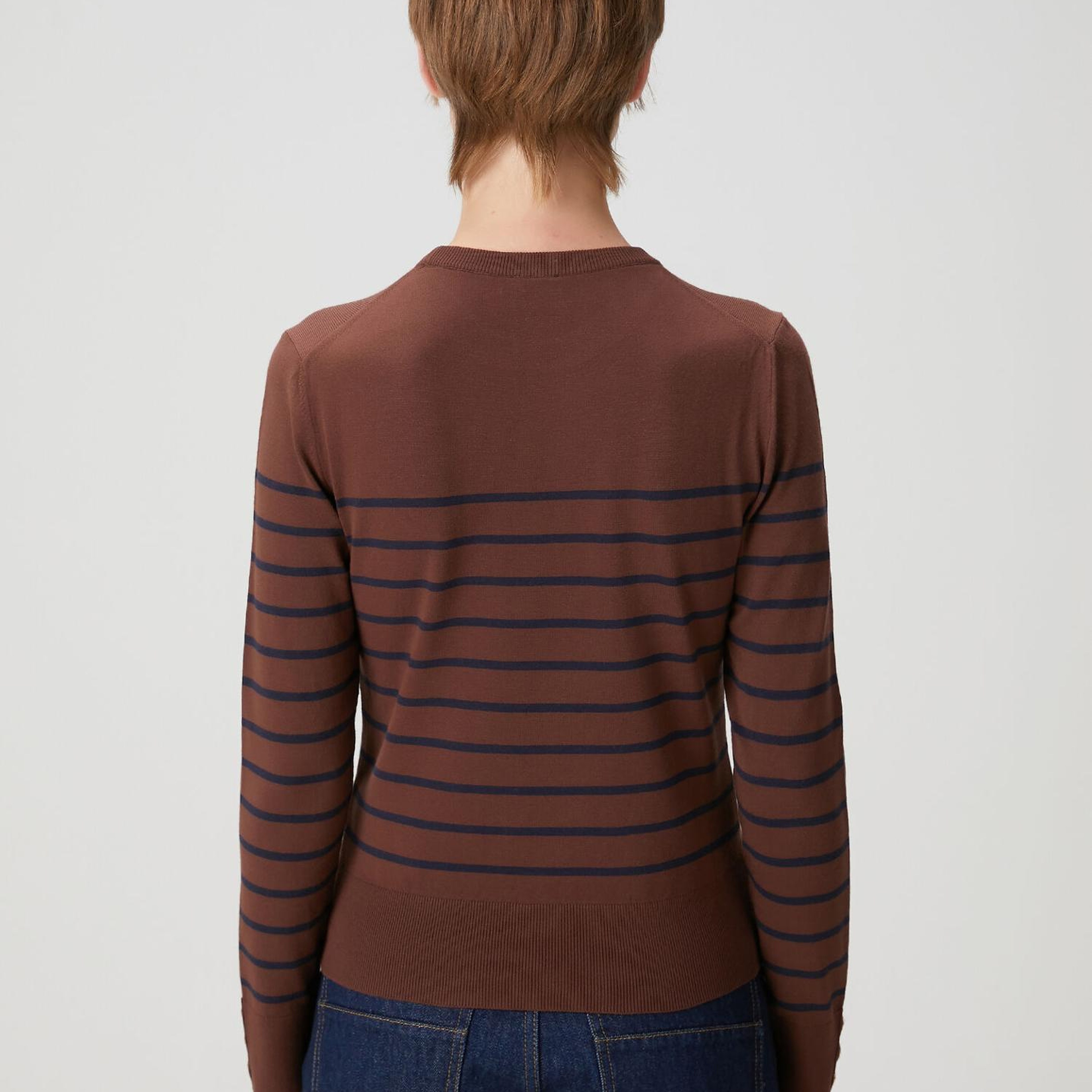 Beymen Club Kadın Kahve Lacivert Çizgili Basic Kazak