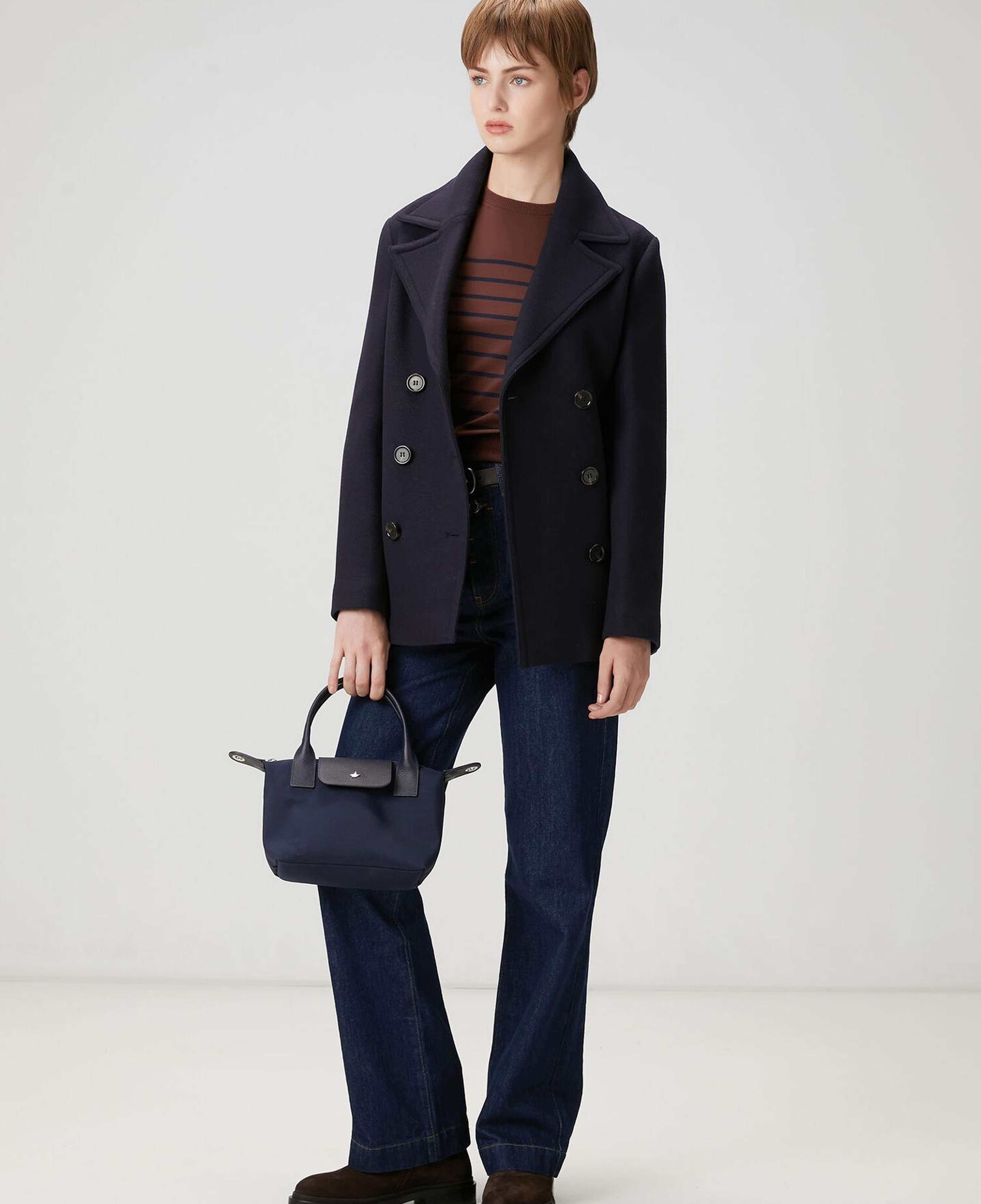 Beymen Club Kadın Kahve Lacivert Çizgili Basic Kazak