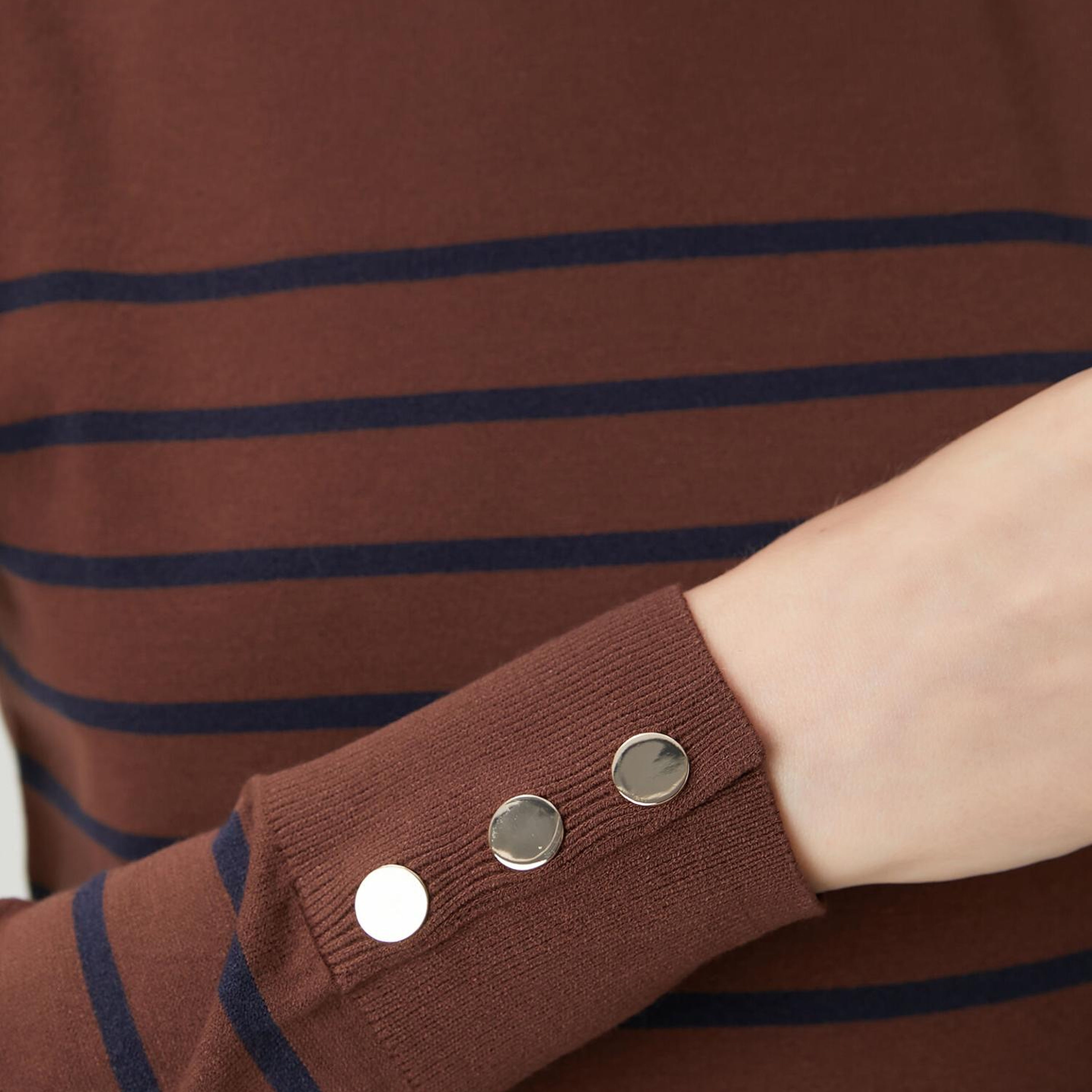 Beymen Club Kadın Kahve Lacivert Çizgili Basic Kazak