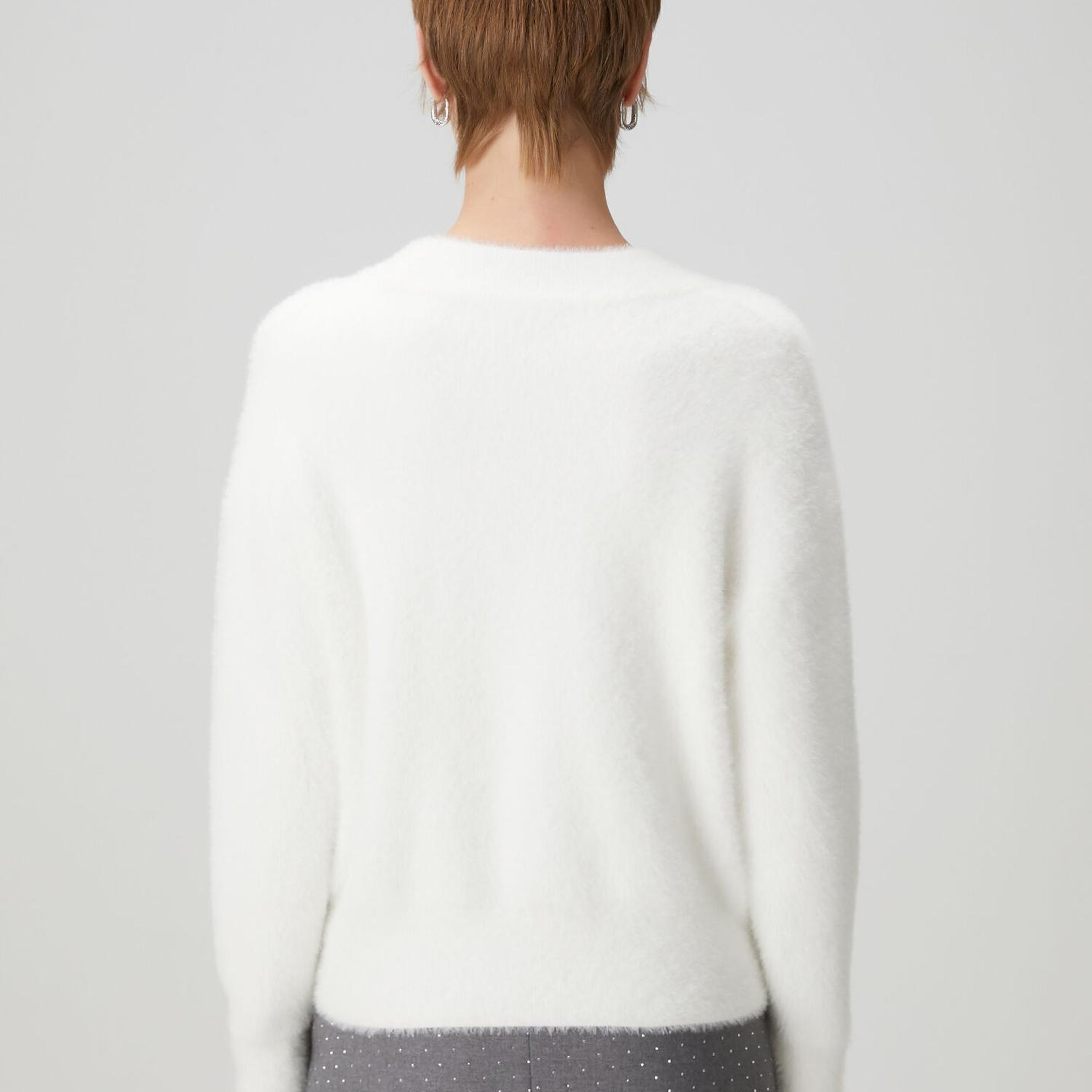 Beymen Club Kadın Kırık Beyaz Taşlı Kaz Logolu Kazak