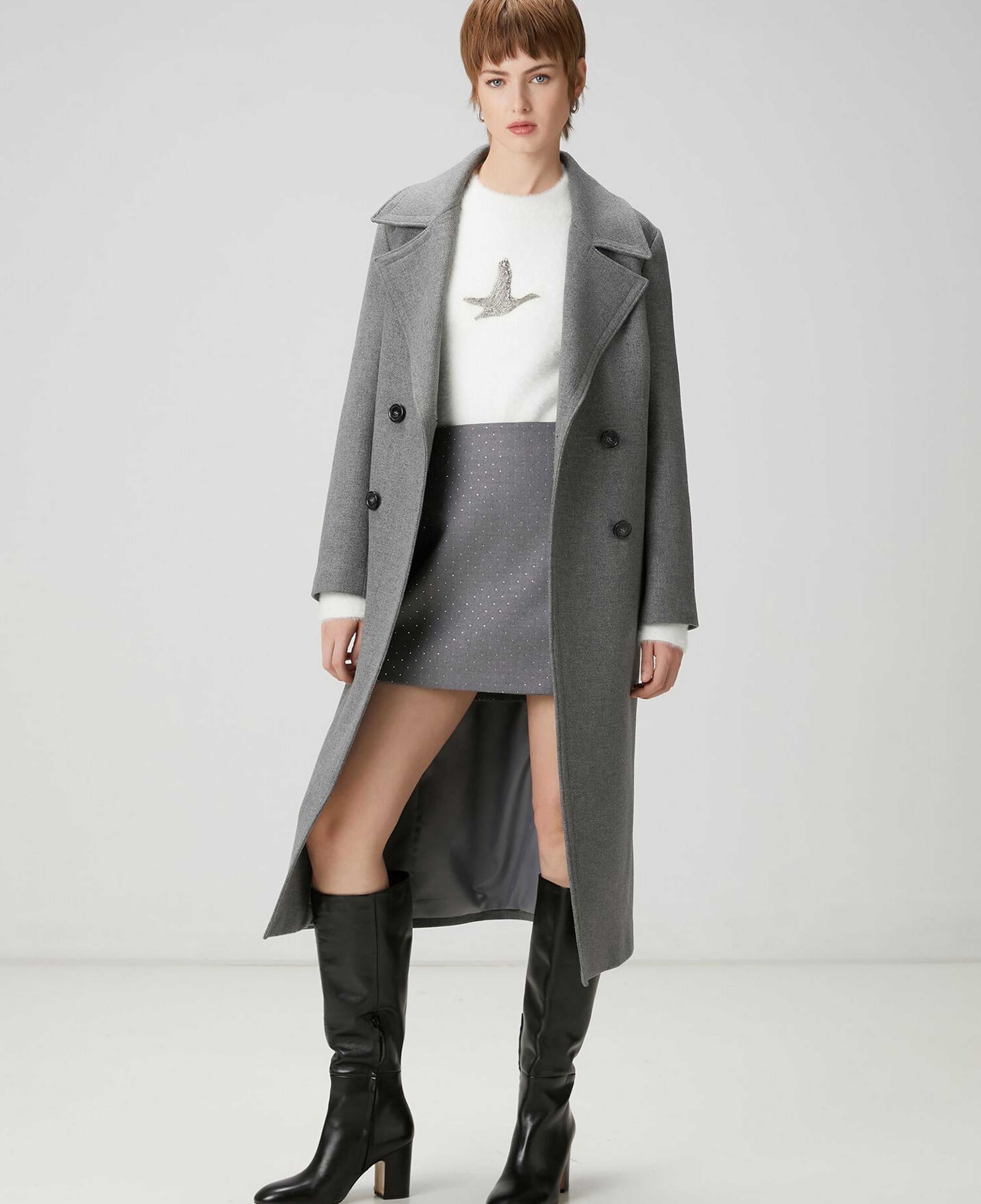 Beymen Club Kadın Kırık Beyaz Taşlı Kaz Logolu Kazak