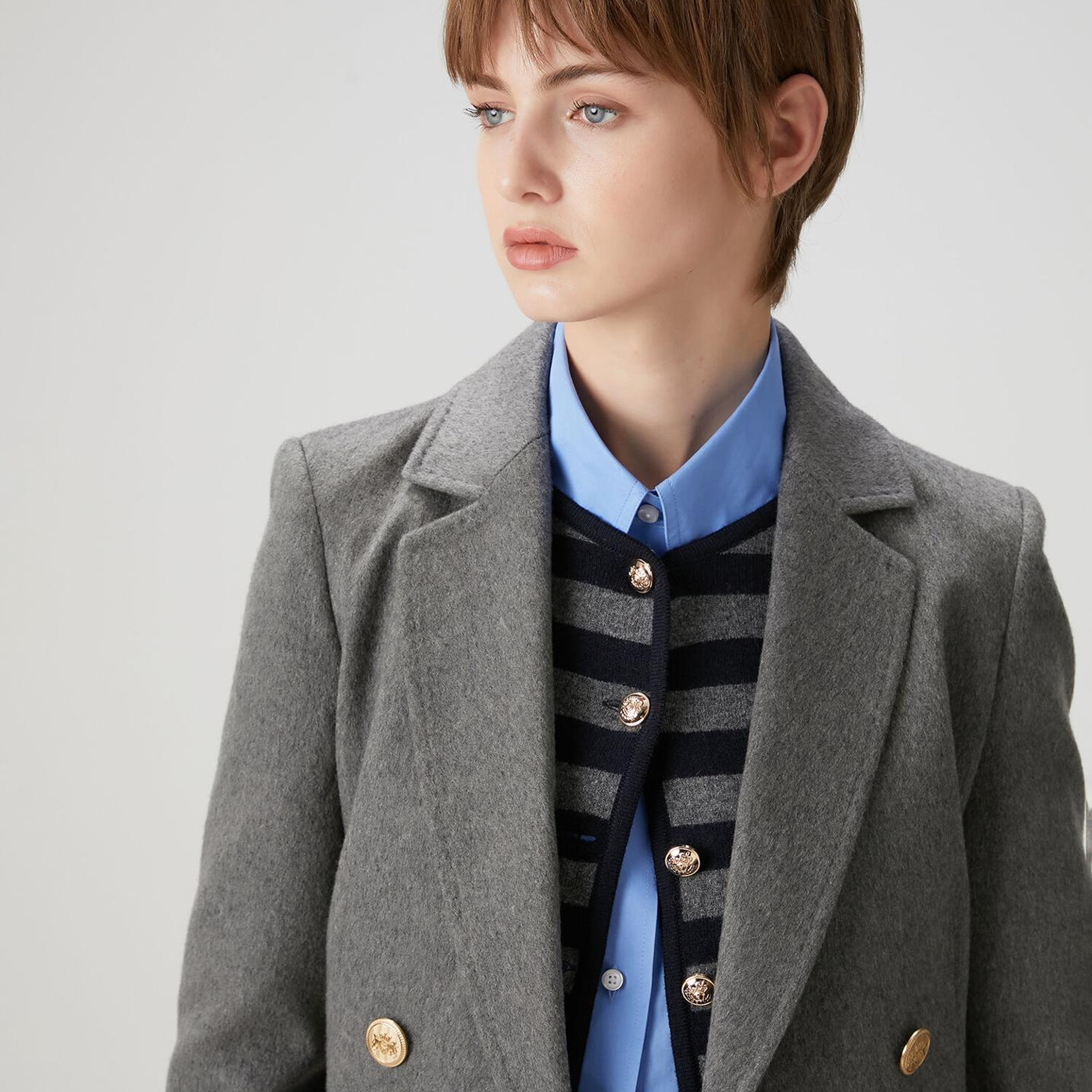 Beymen Club Kadın Lacivert Gri Çizgili Triko