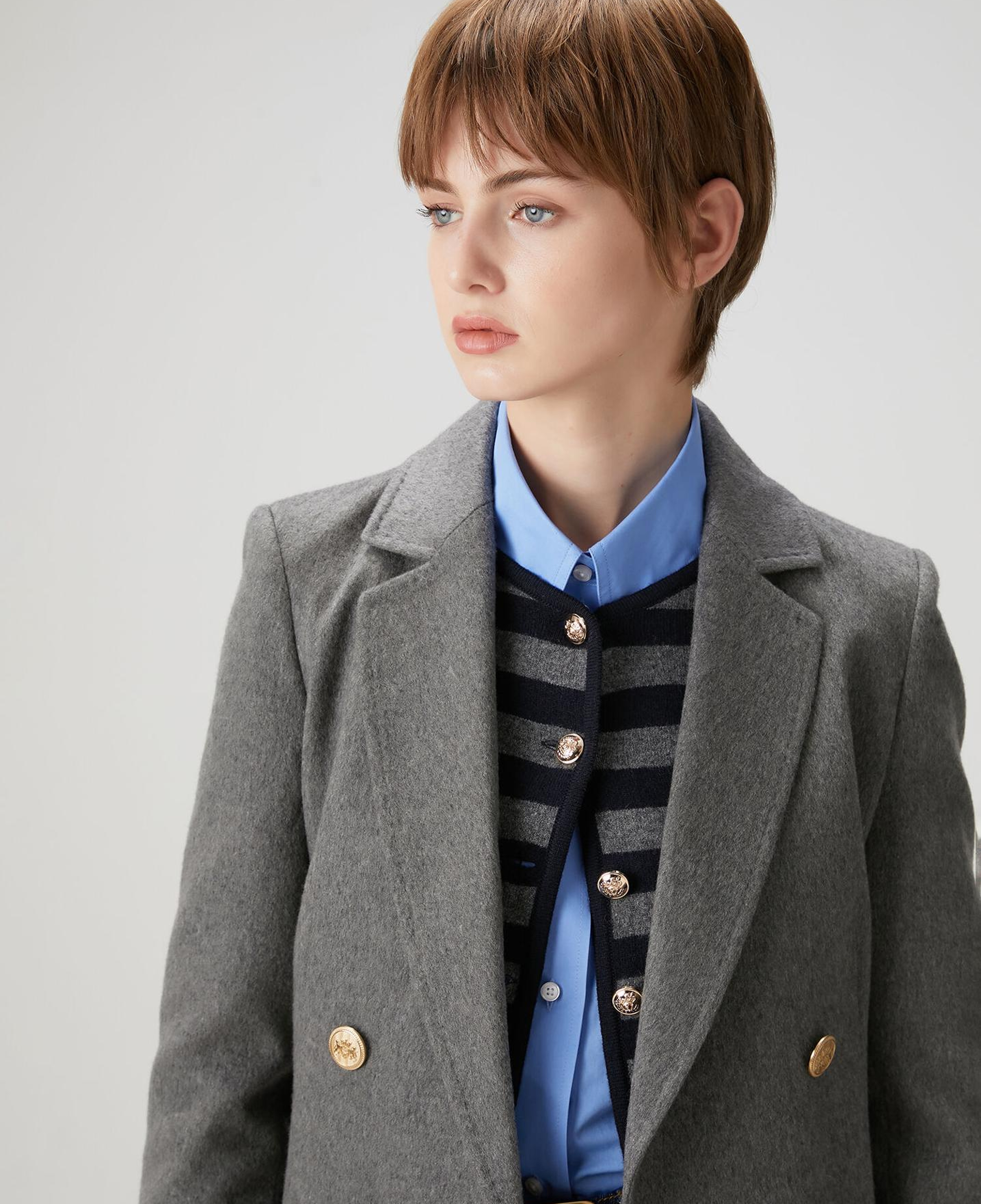 Beymen Club Kadın Lacivert Gri Çizgili Triko