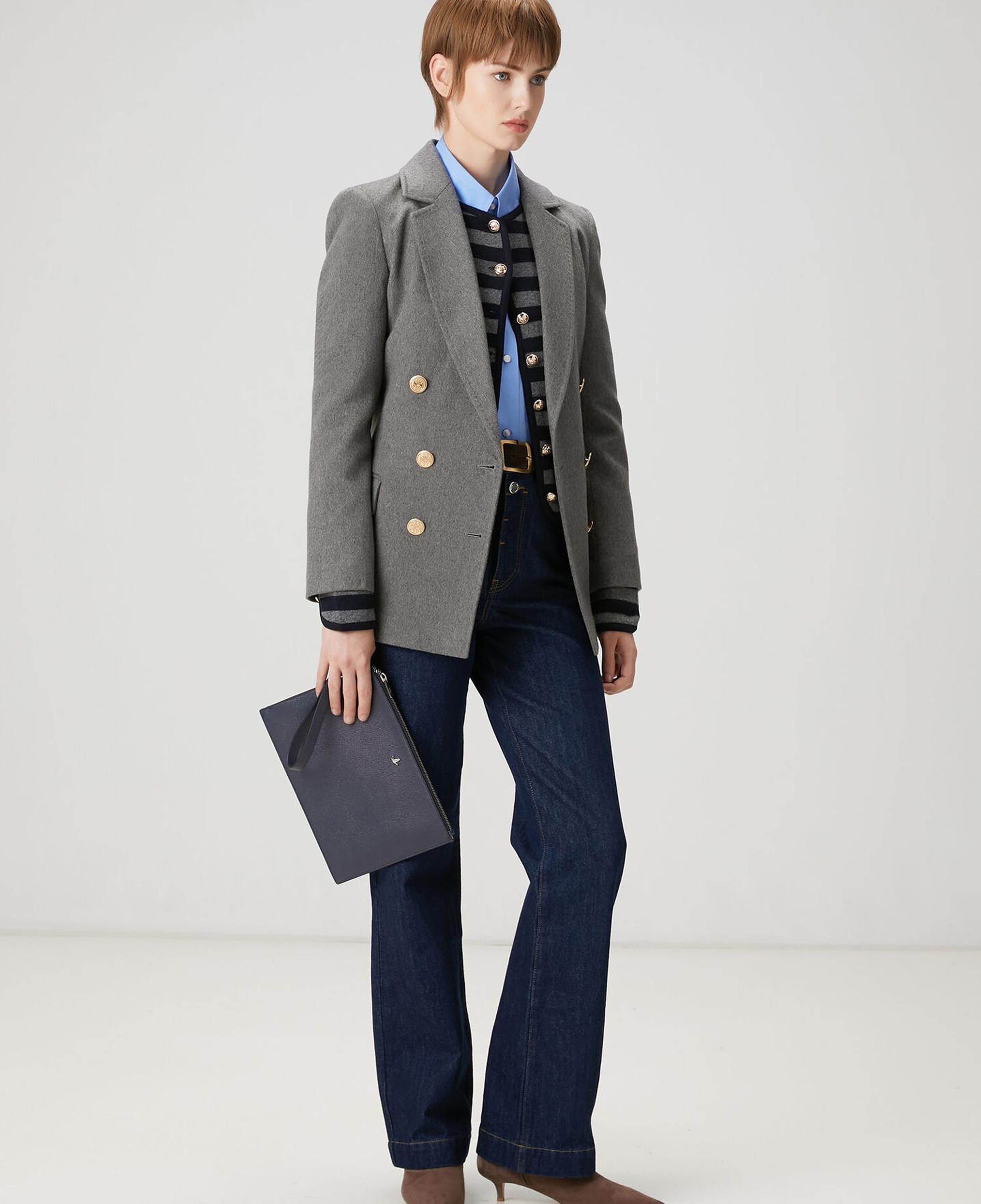 Beymen Club Kadın Lacivert Gri Çizgili Triko