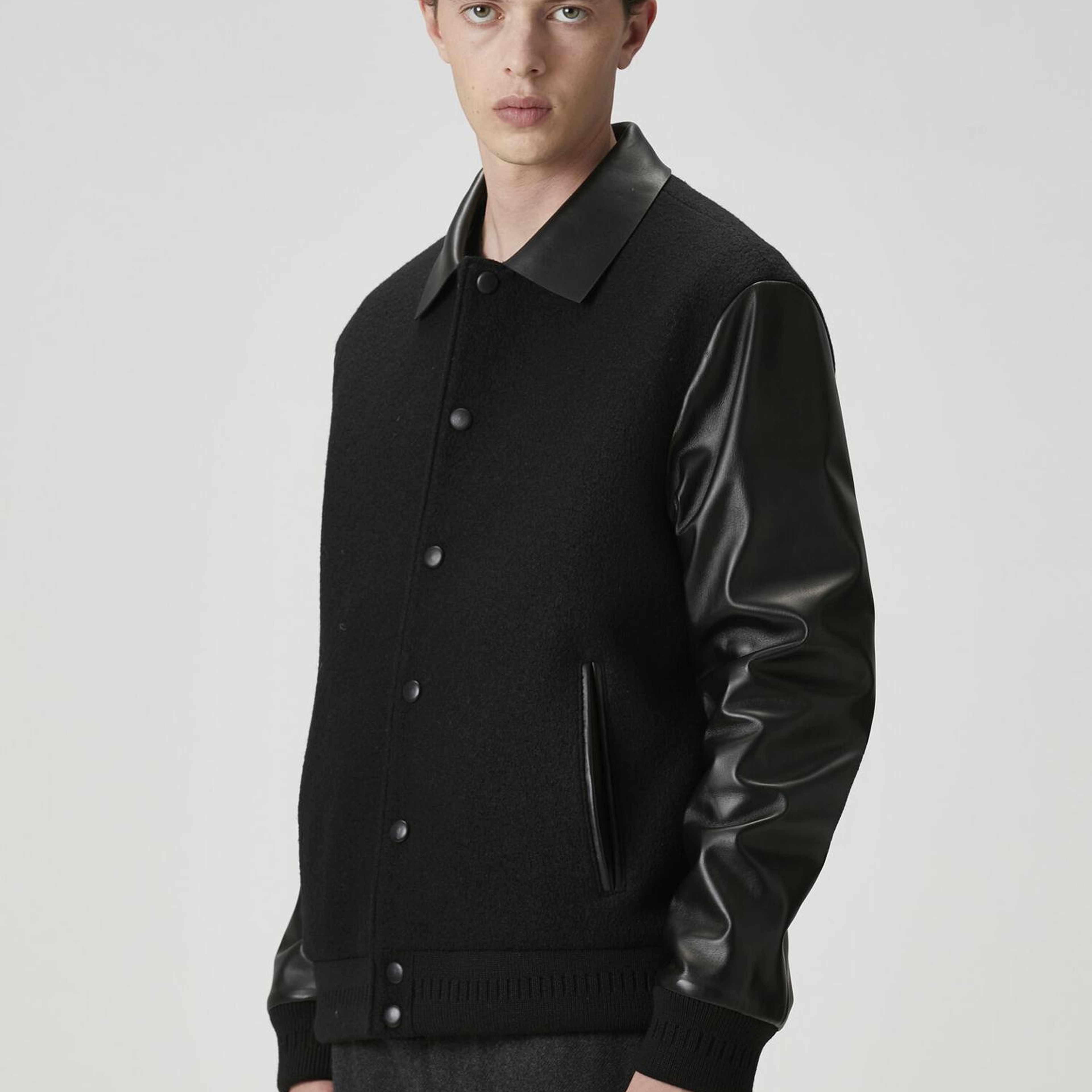 Beymen Club Erkek Siyah Garni Detaylı Deri Mont