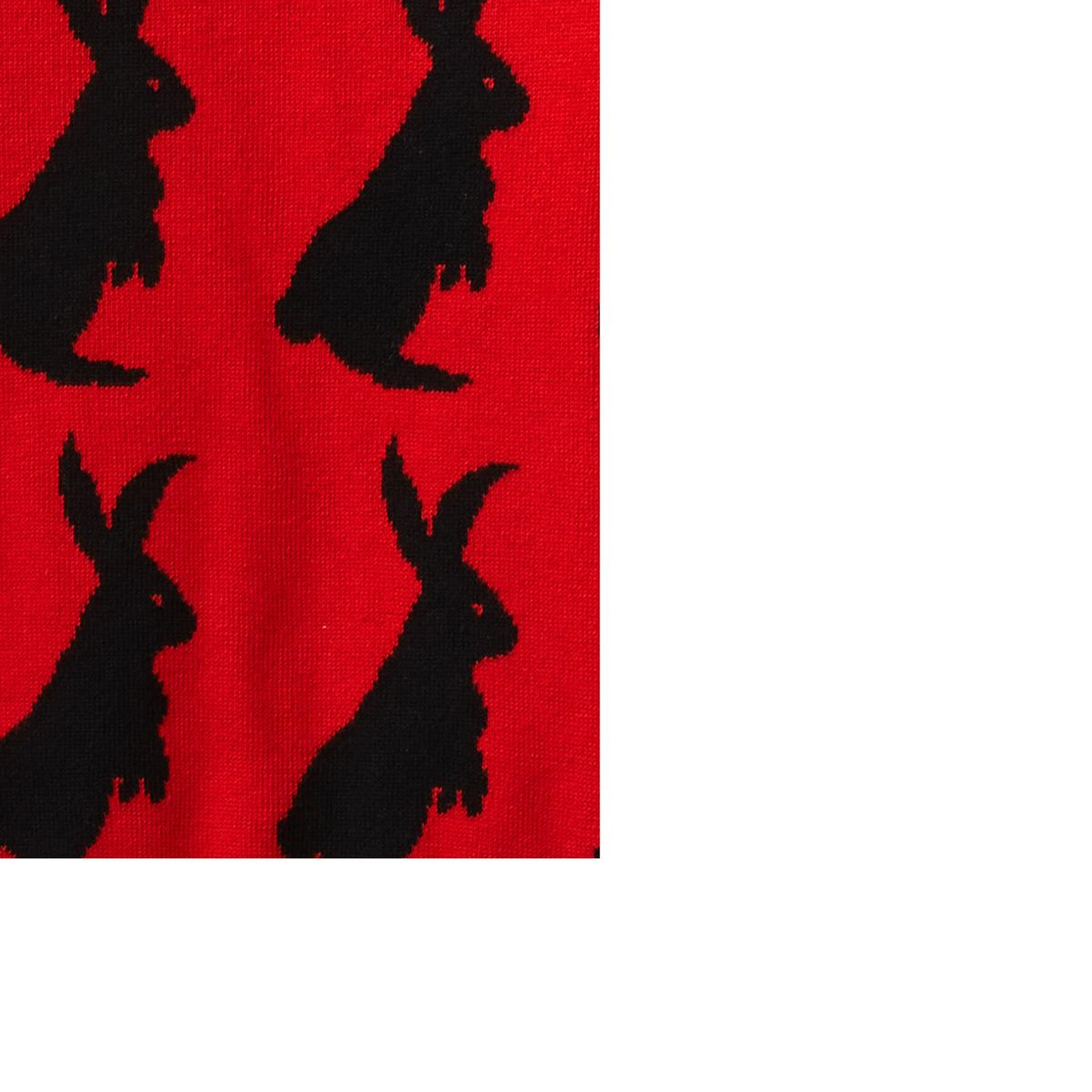 Kadın Kırmızı %100 Koton Tavşan Desenli Kazak