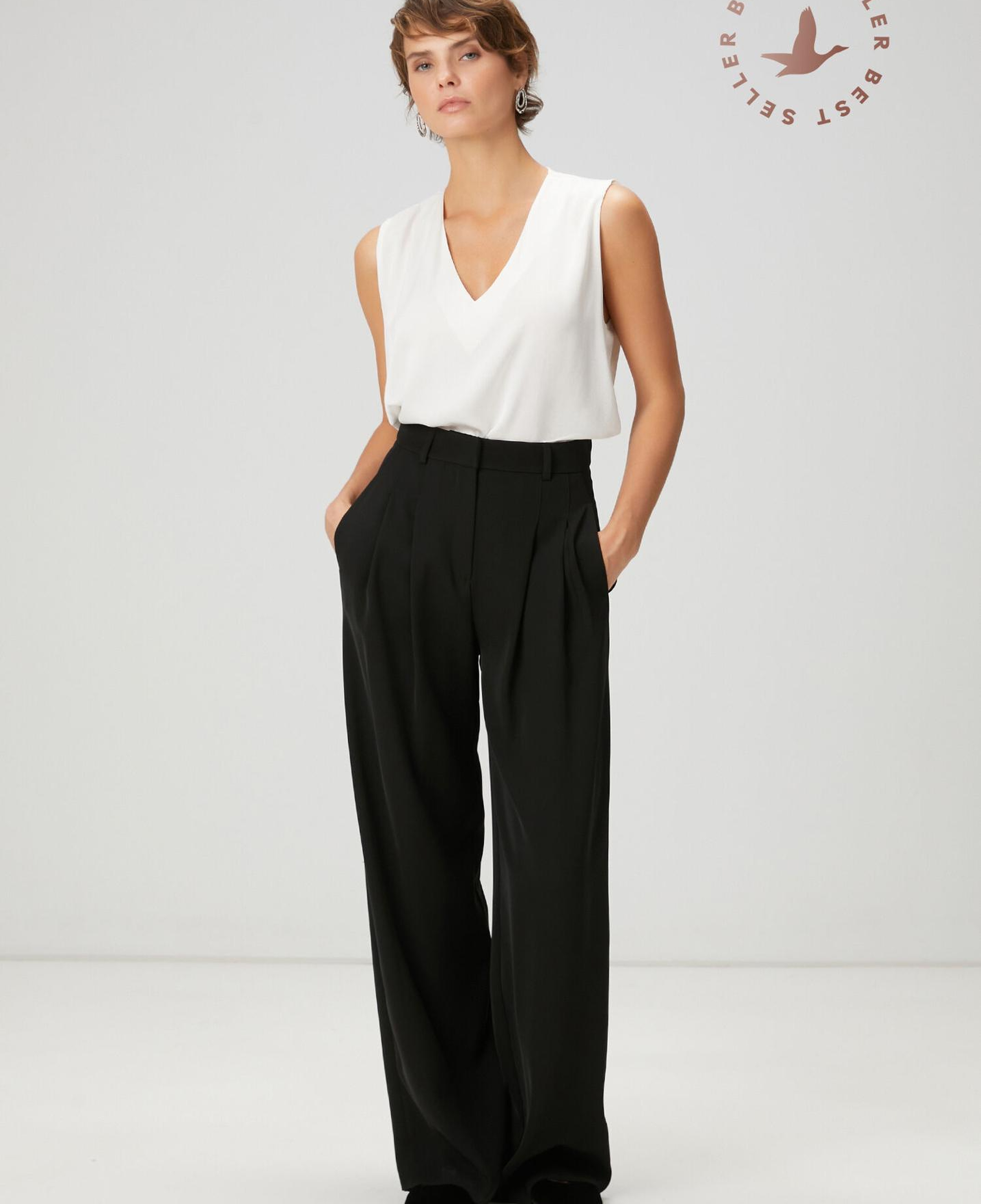 Beymen Club Kadın Siyah Çift Pileli Palazzo Pantolon