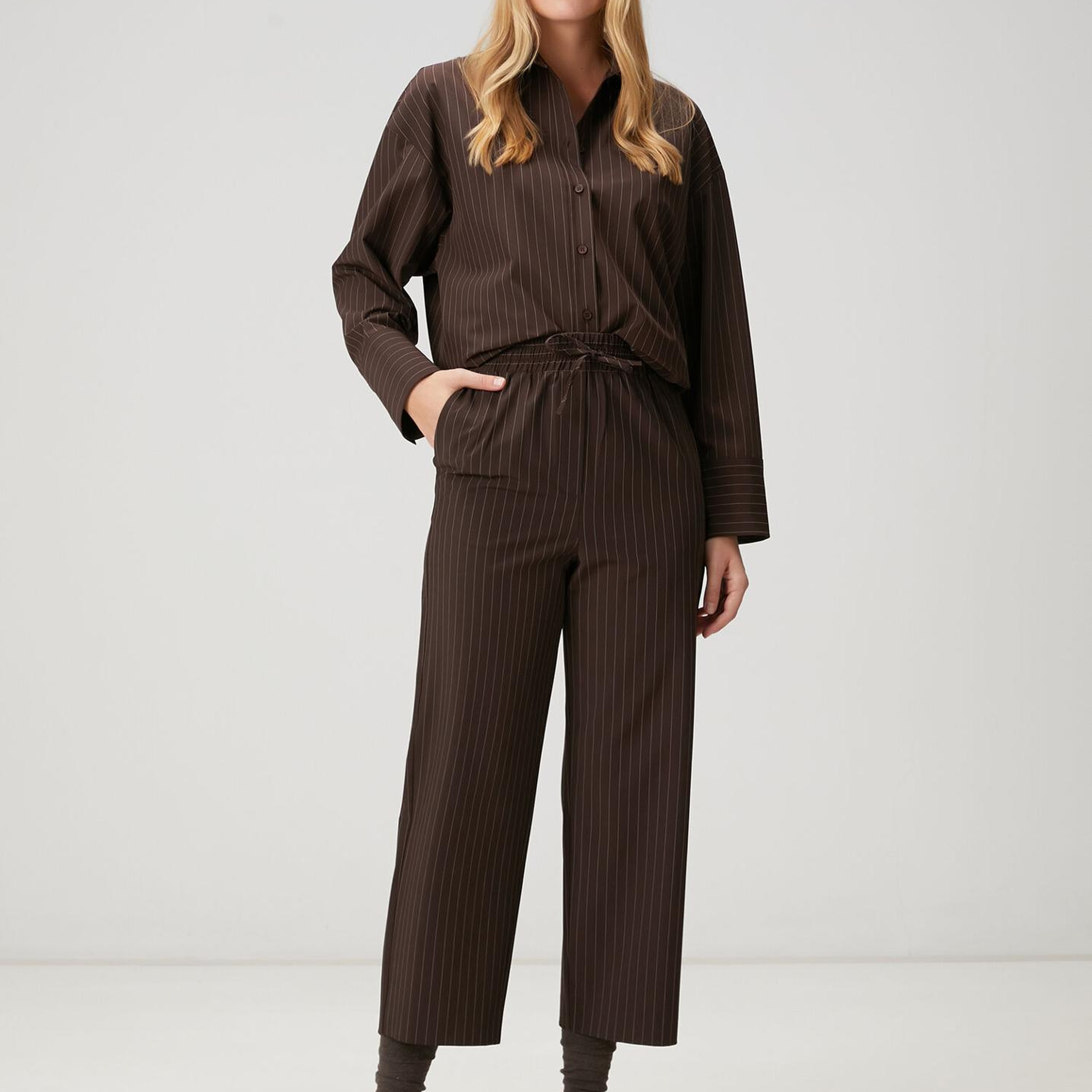 Beymen Club Kadın Kahverengi Çizgili Pantolon