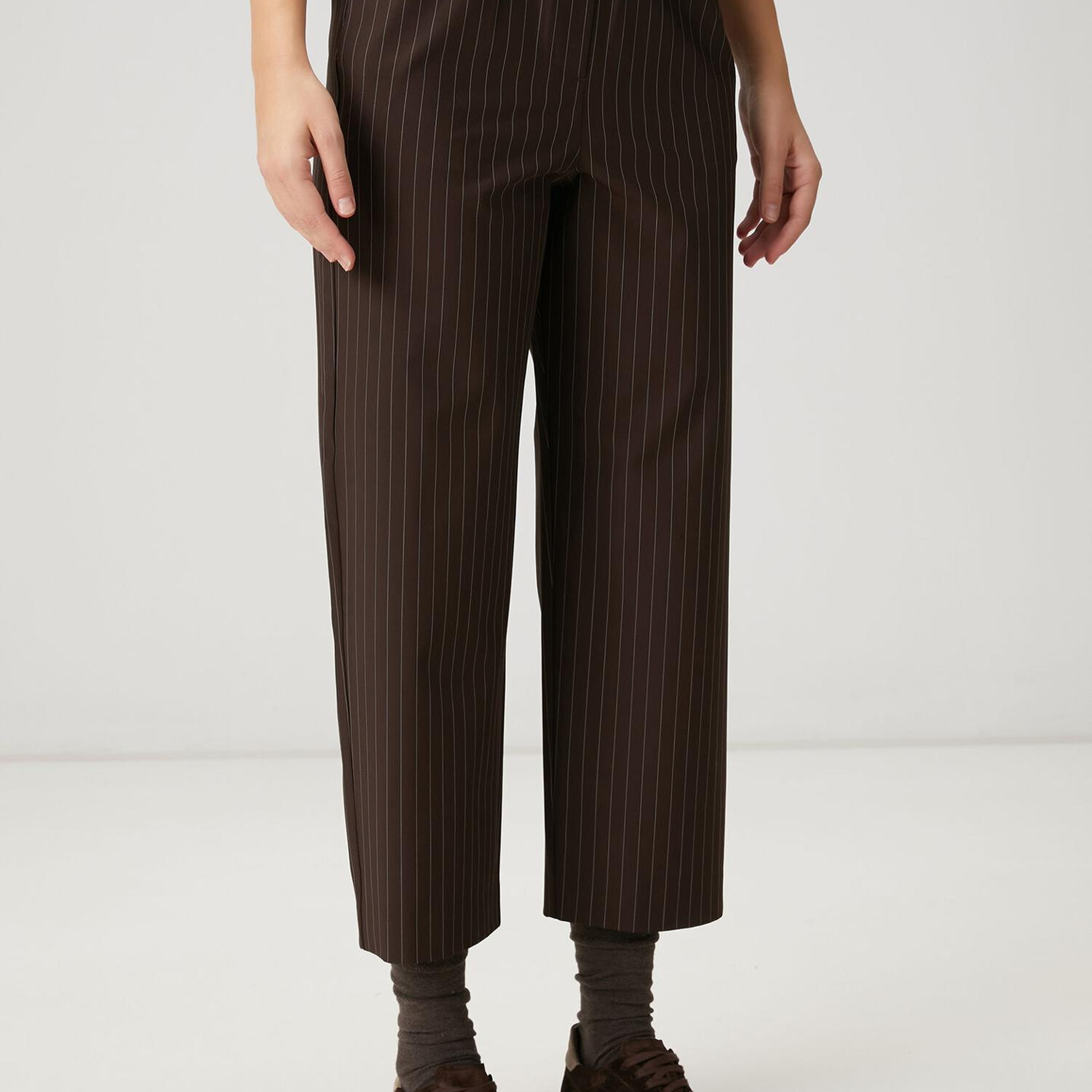 Beymen Club Kadın Kahverengi Çizgili Pantolon