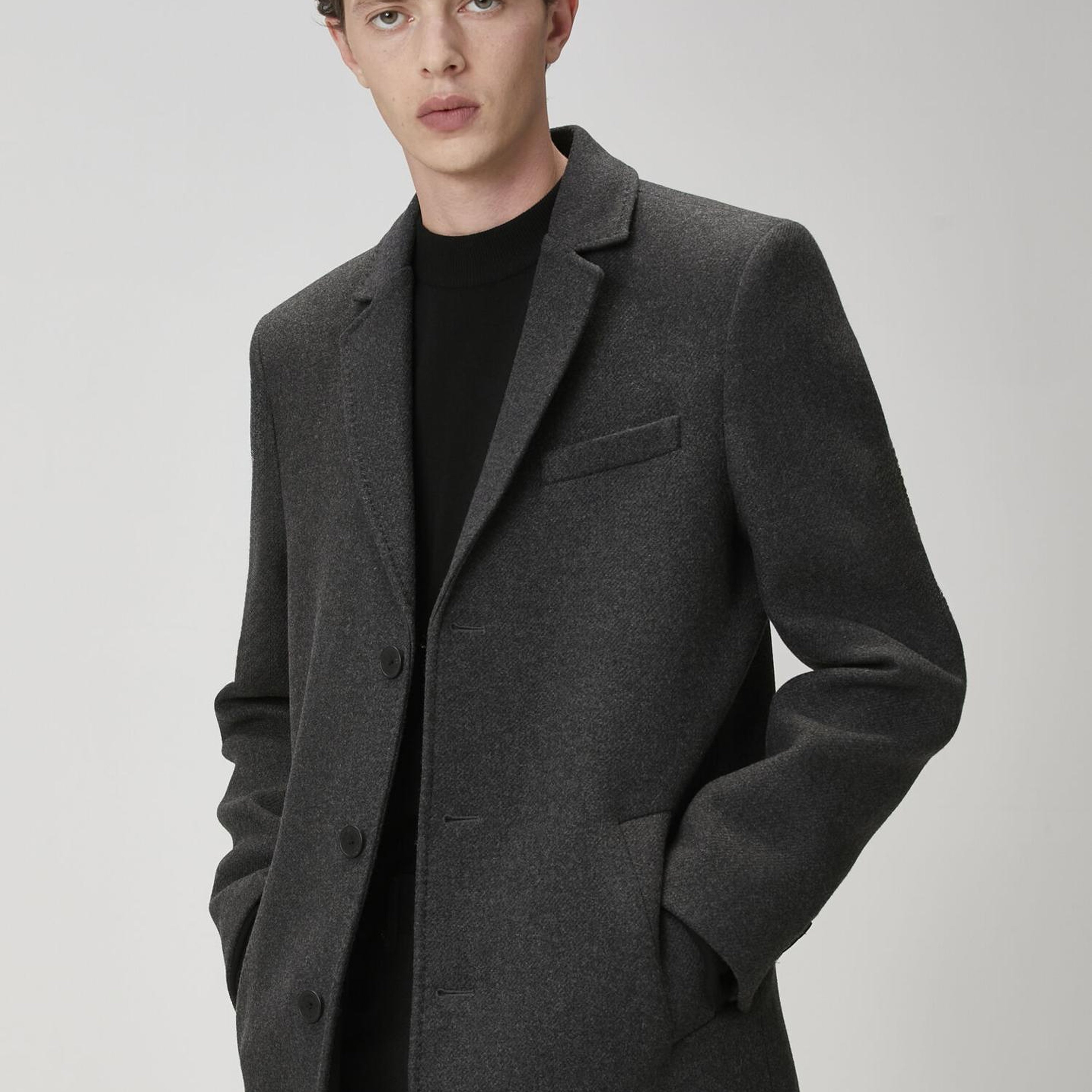 Beymen Club Erkek Antrasit İtalyan Yün Kaşe Palto
