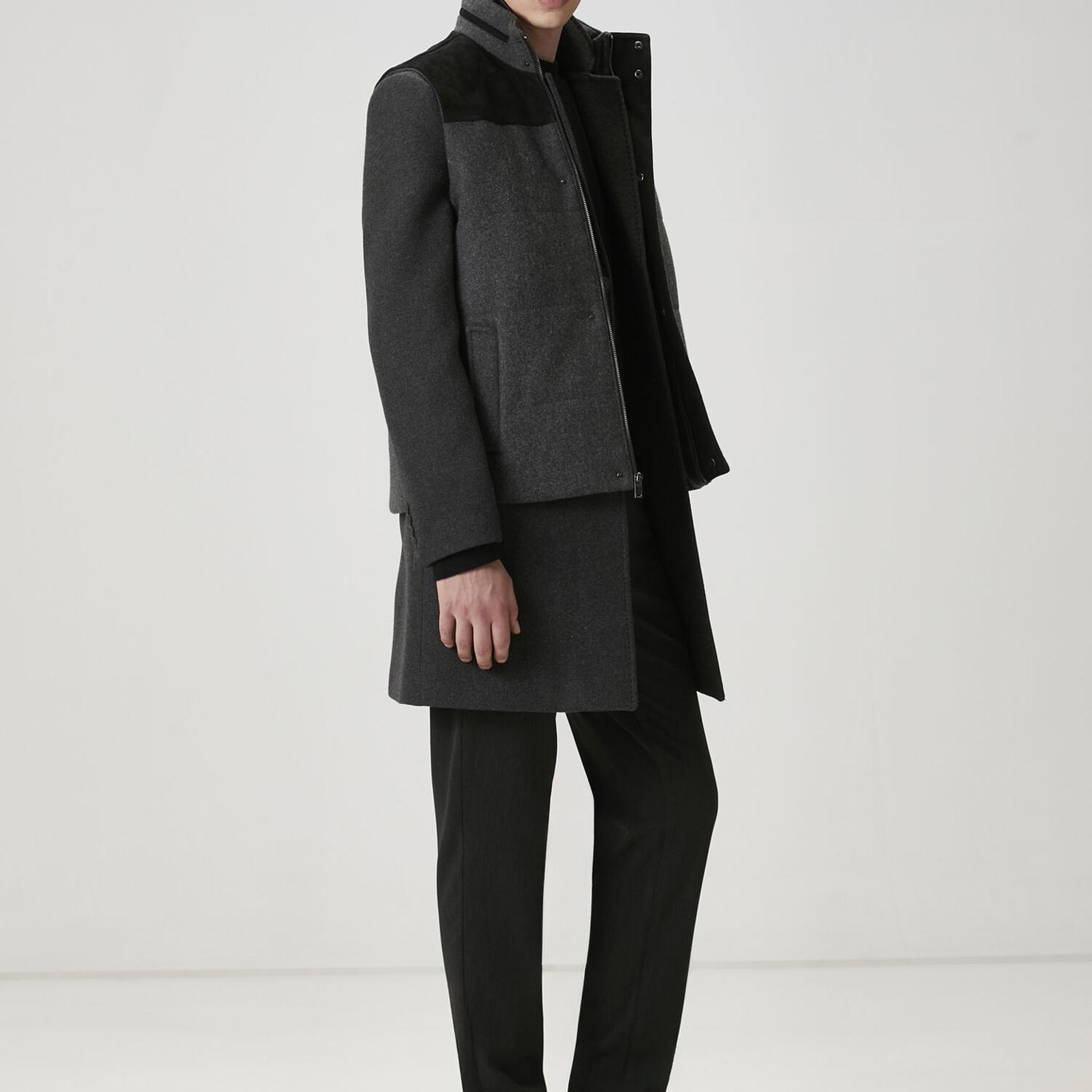 Beymen Club Erkek Antrasit İtalyan Yün Kaşe Palto