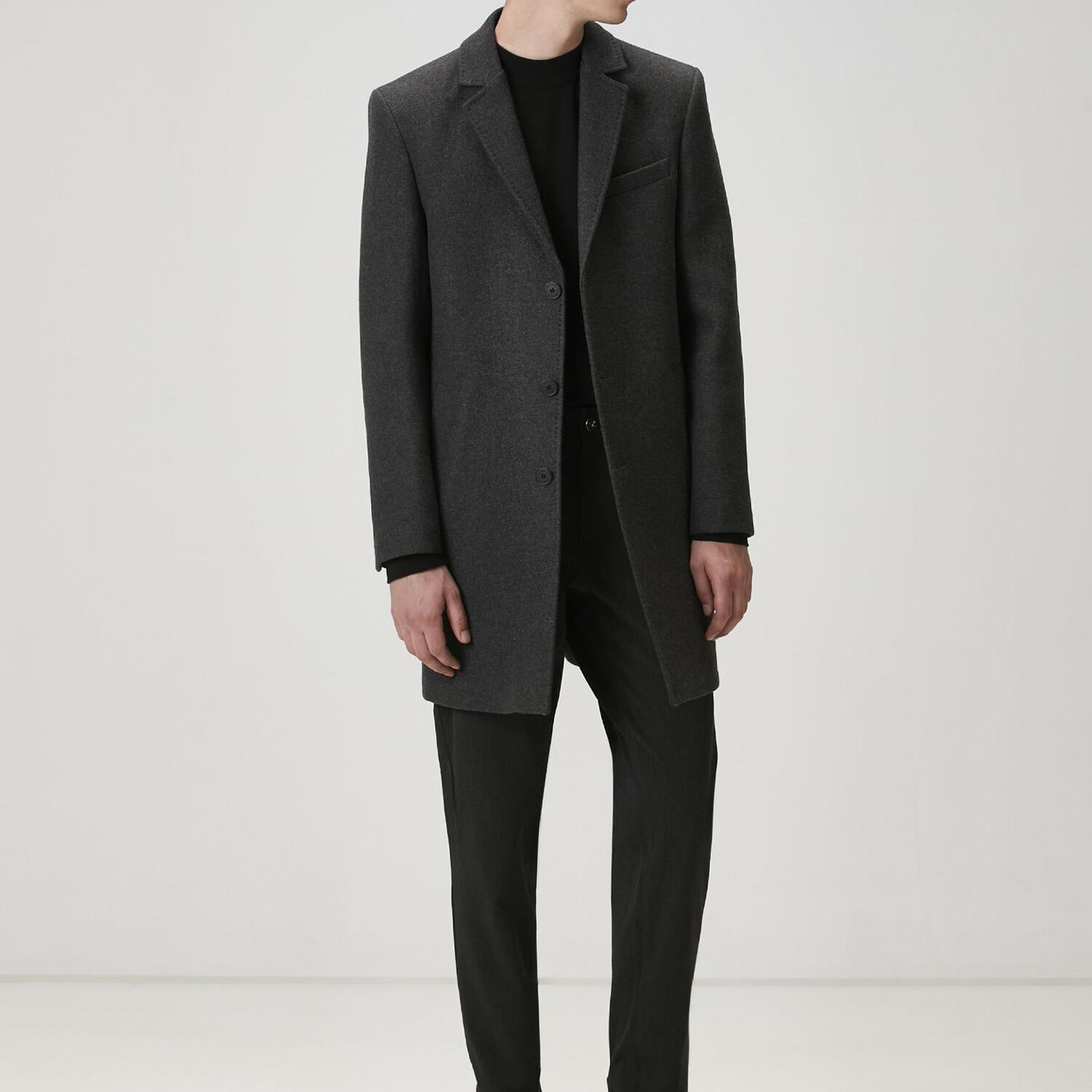 Beymen Club Erkek Antrasit İtalyan Yün Kaşe Palto