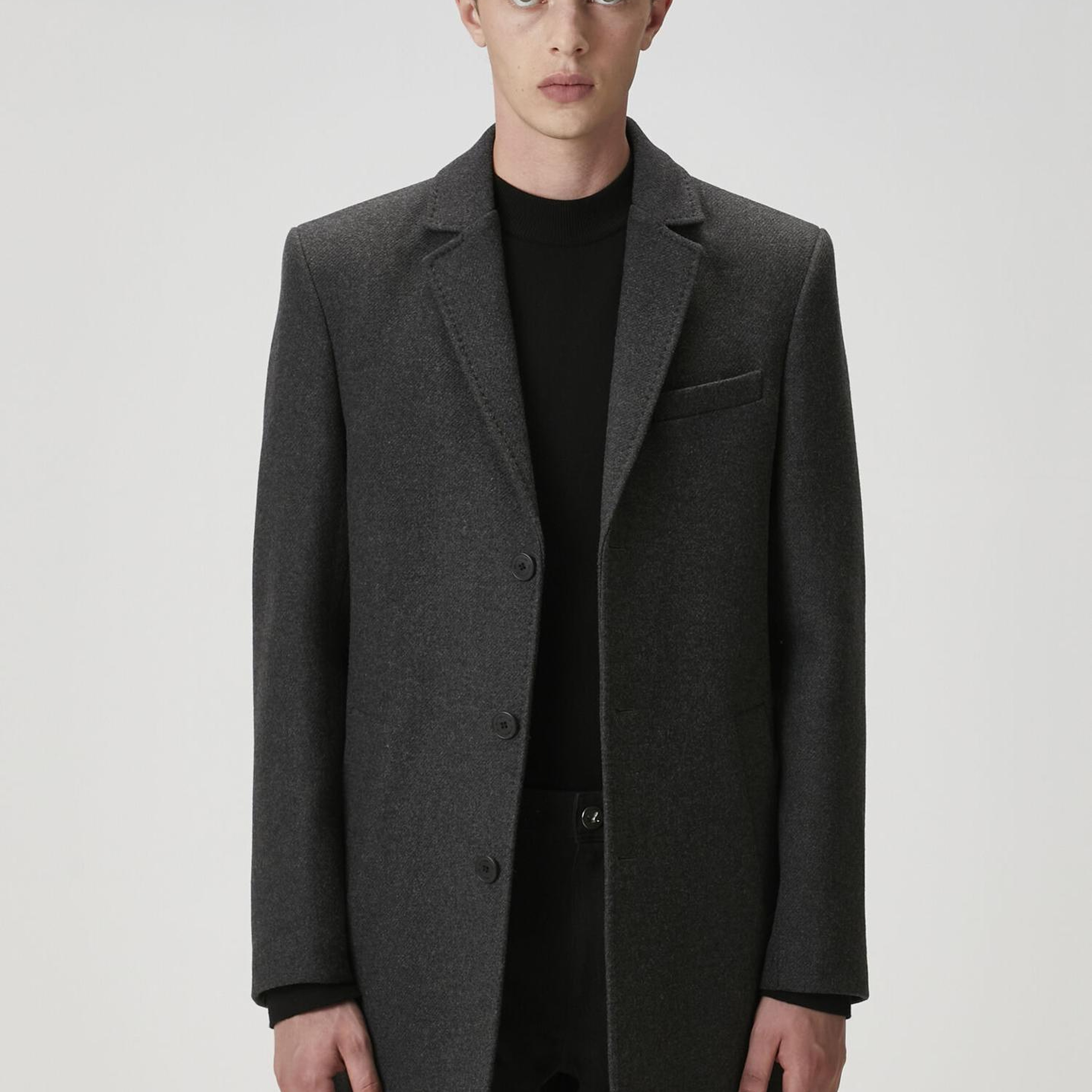 Beymen Club Erkek Antrasit İtalyan Yün Kaşe Palto