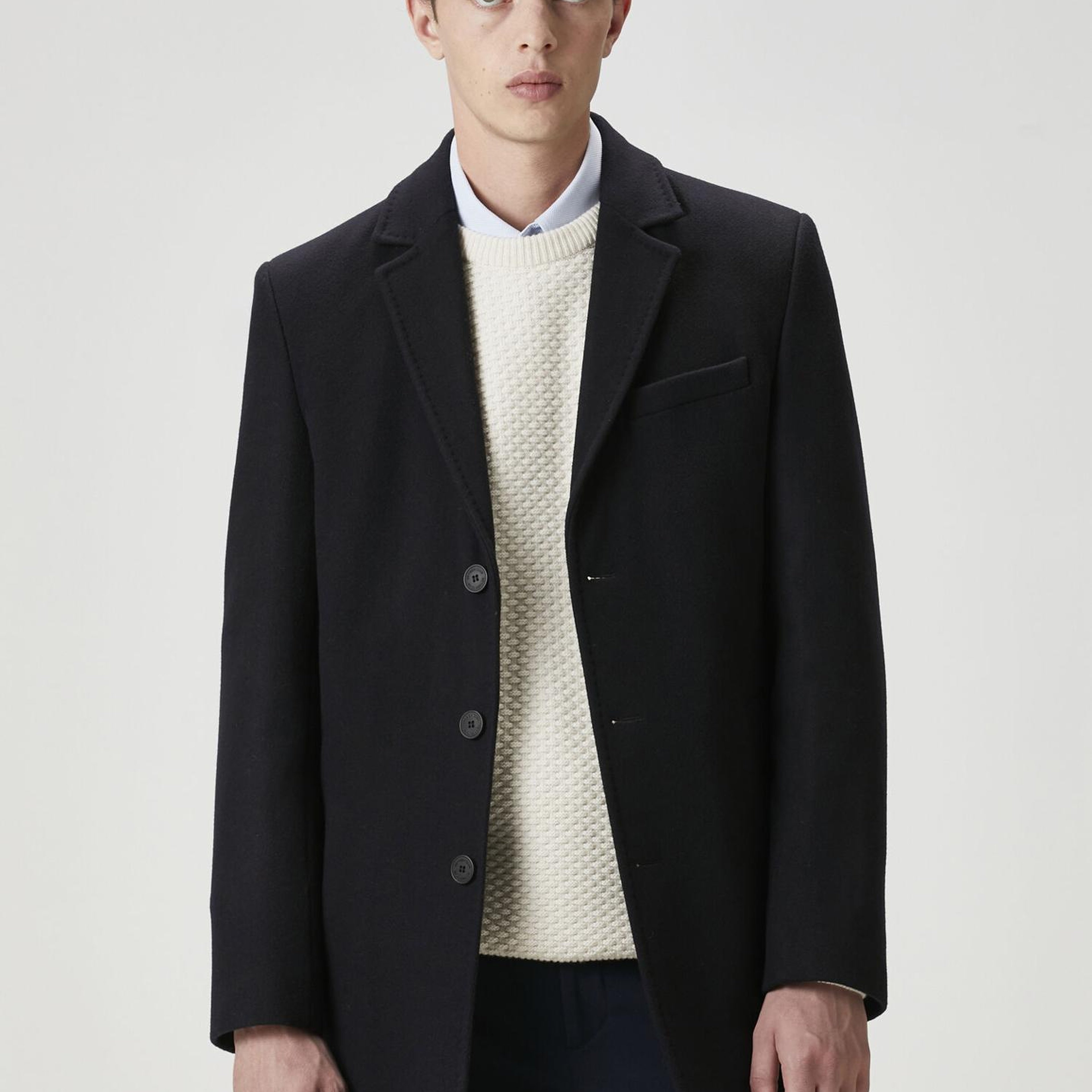 Beymen Club Erkek Lacivert İtalyan Yün Kaşe Palto