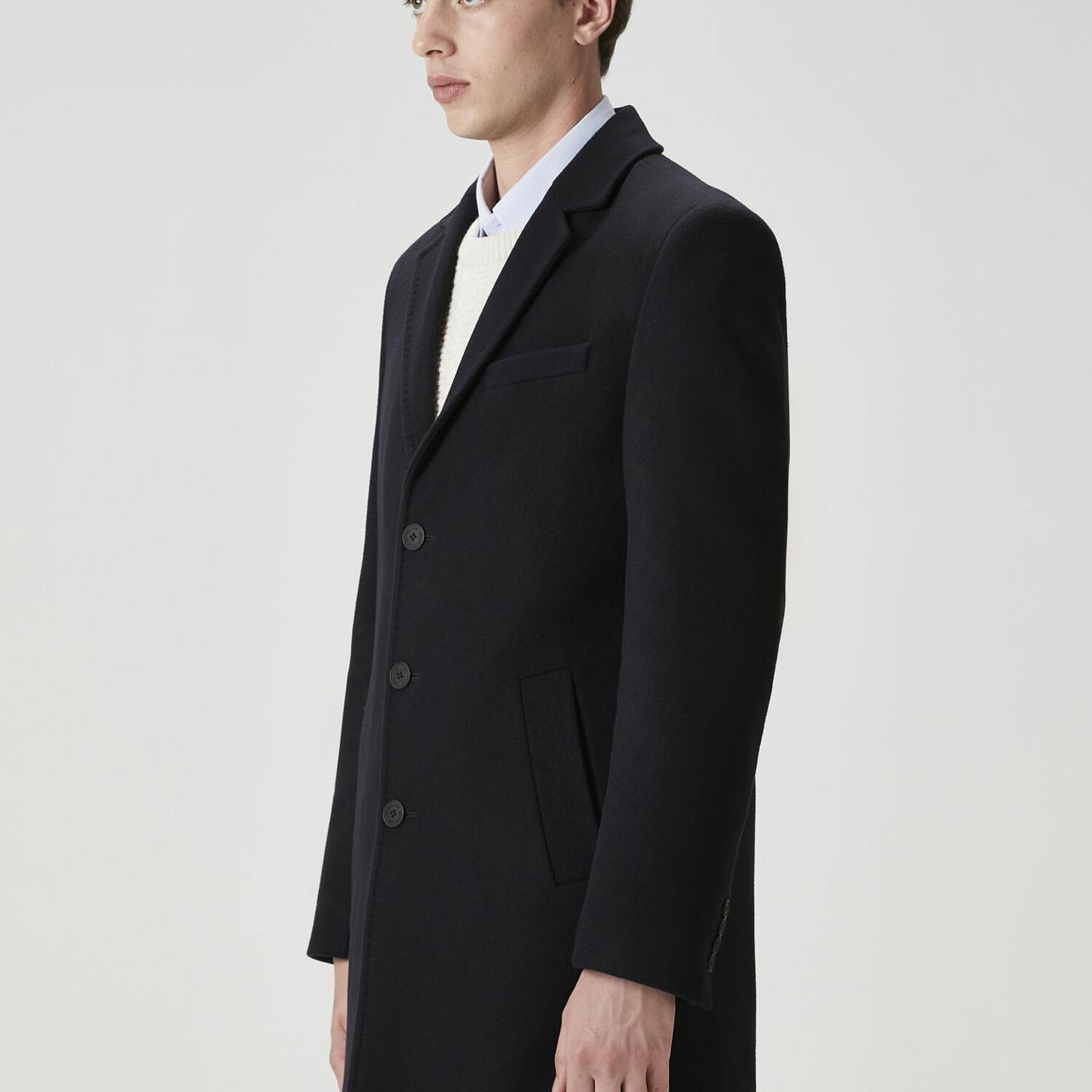 Beymen Club Erkek Lacivert İtalyan Yün Kaşe Palto