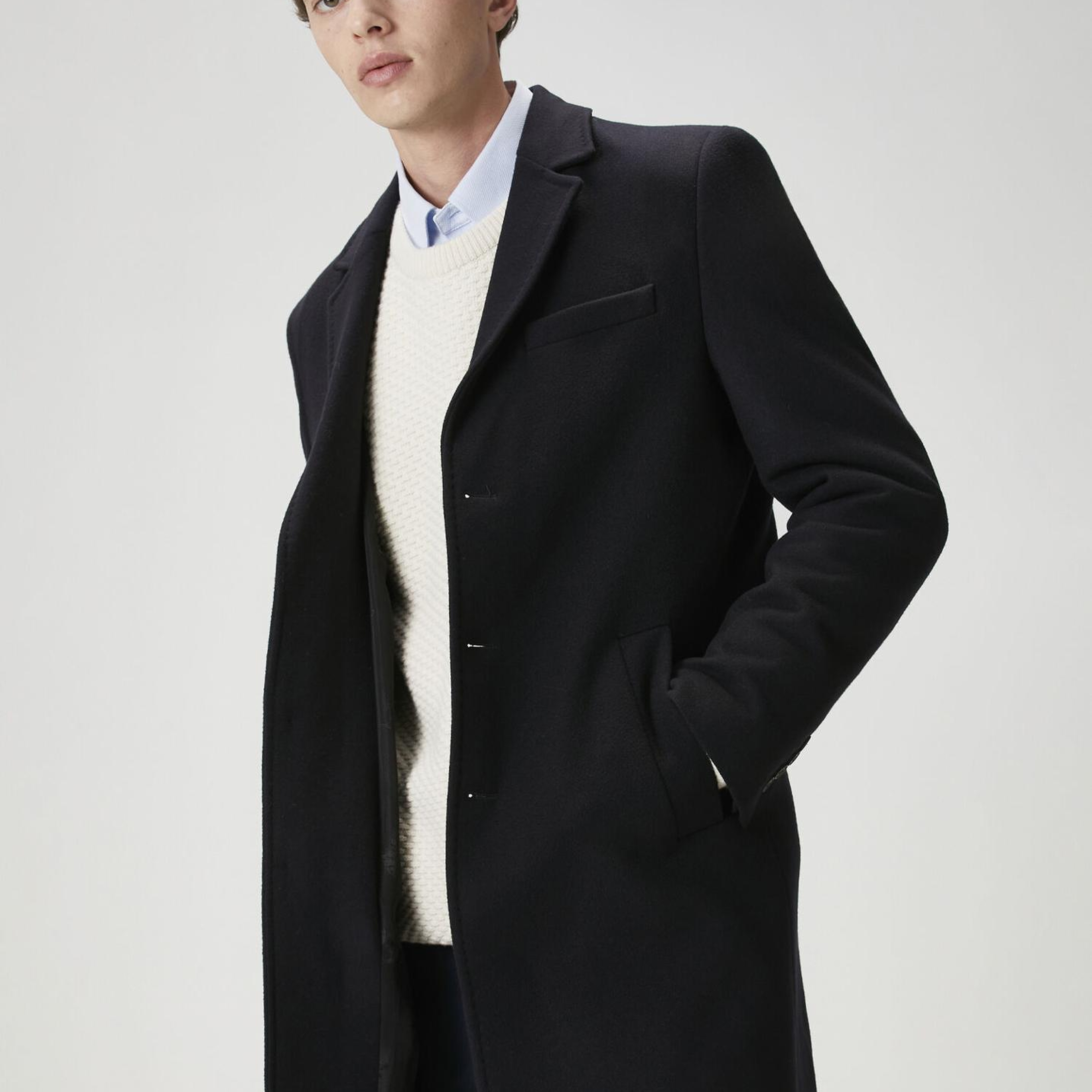 Beymen Club Erkek Lacivert İtalyan Yün Kaşe Palto