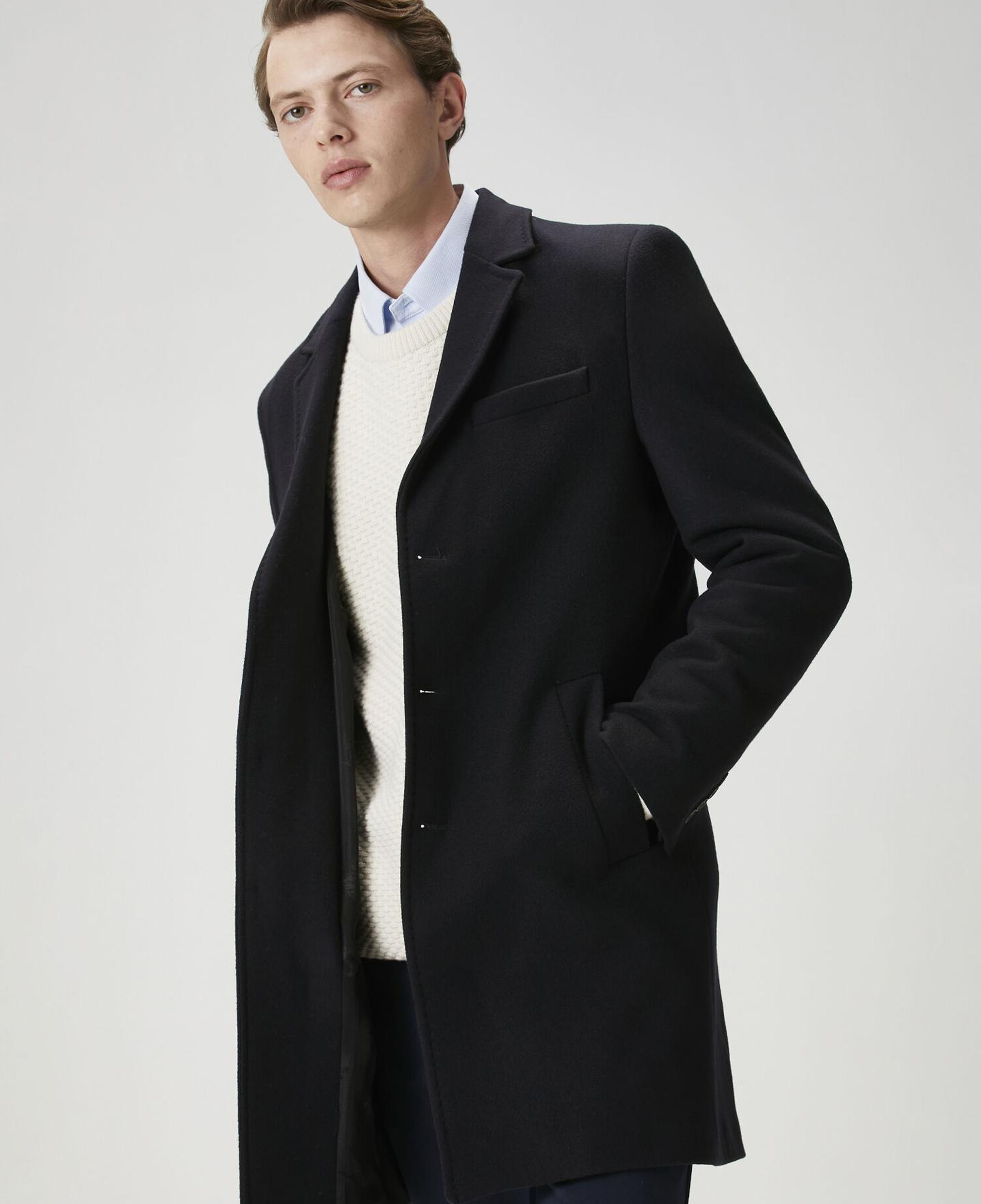 Beymen Club Erkek Lacivert İtalyan Yün Kaşe Palto