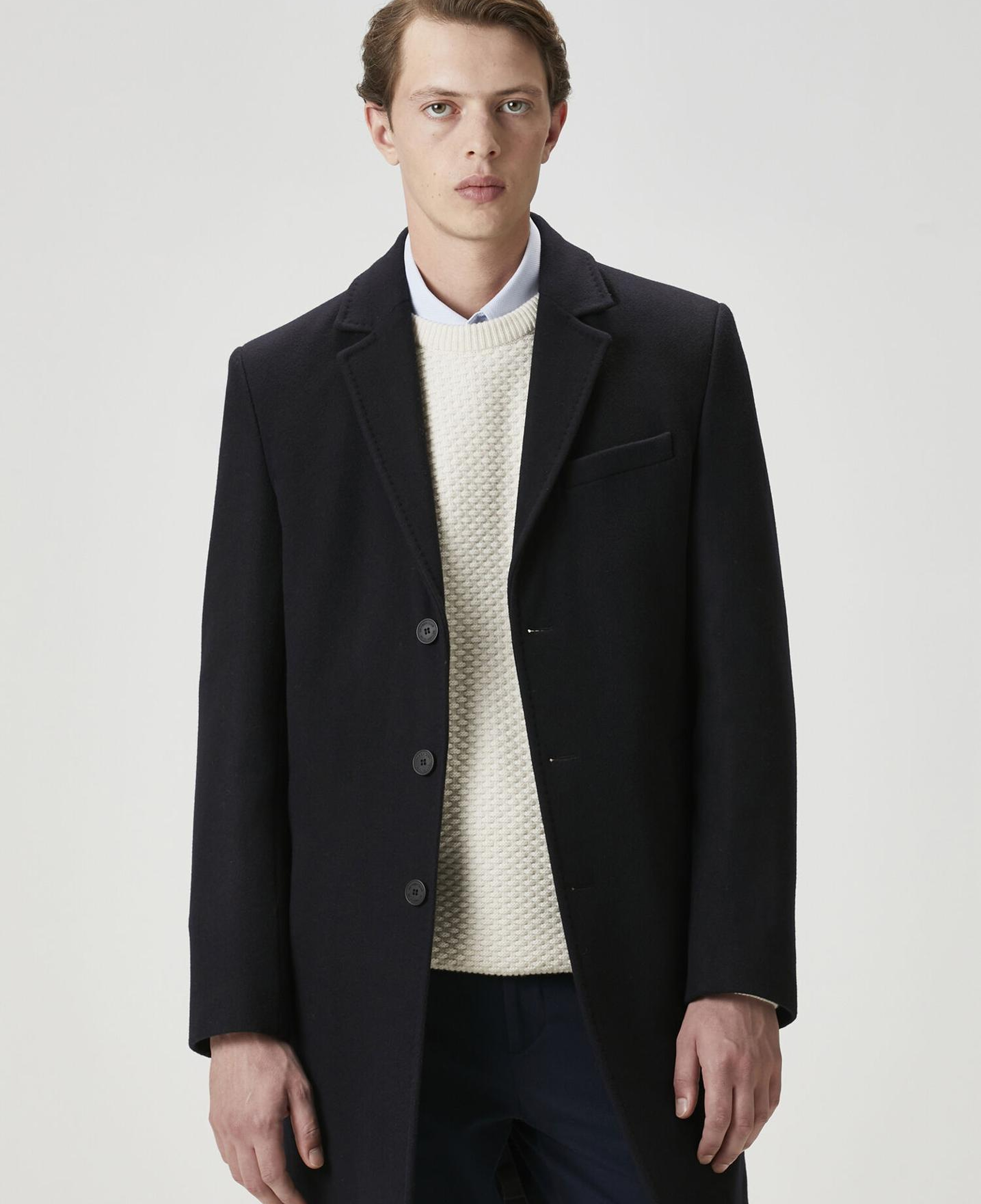 Beymen Club Erkek Lacivert İtalyan Yün Kaşe Palto