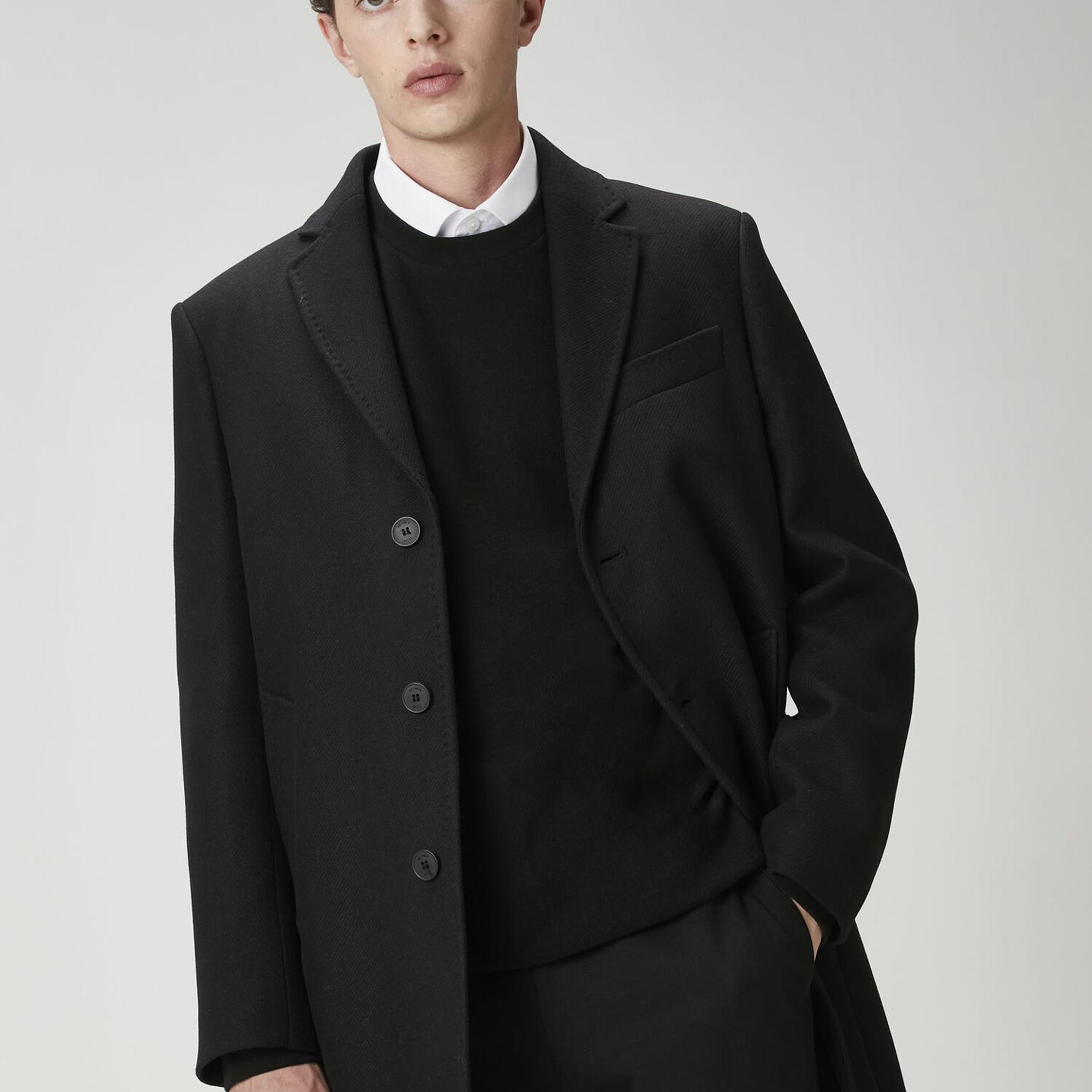 Beymen Club Erkek Siyah İtalyan Yün Kaşe Palto