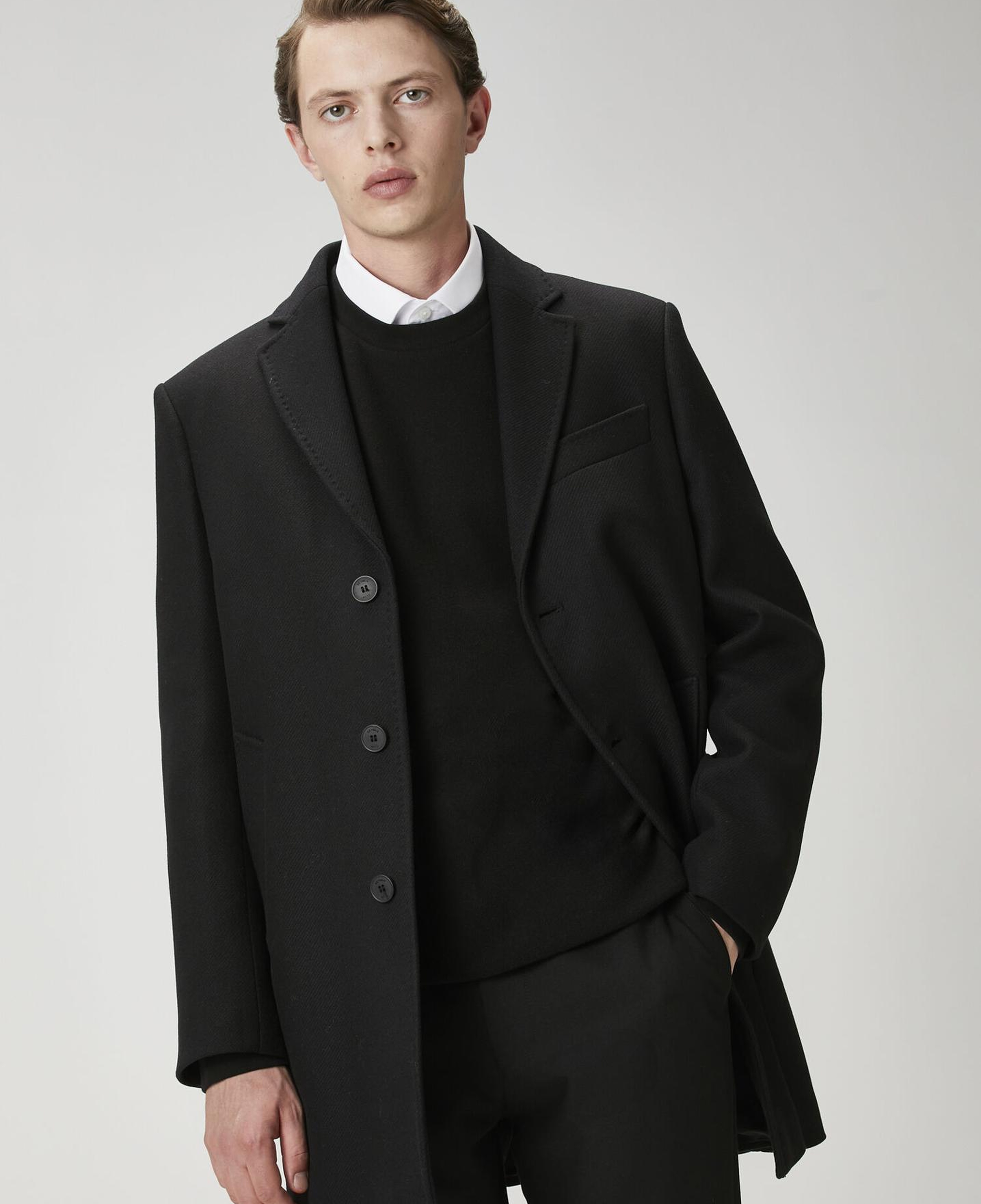 Beymen Club Erkek Siyah İtalyan Yün Kaşe Palto