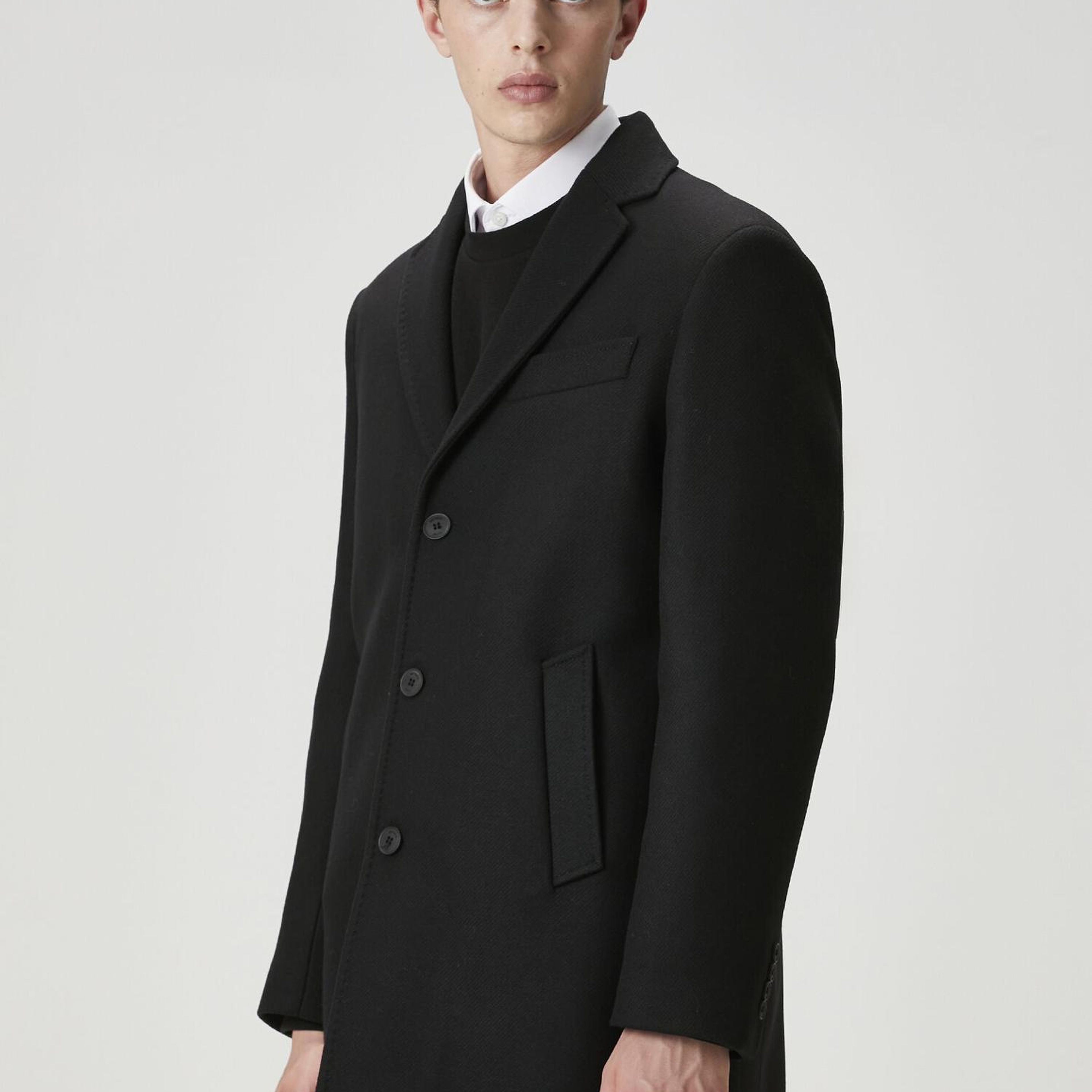 Beymen Club Erkek Siyah İtalyan Yün Kaşe Palto