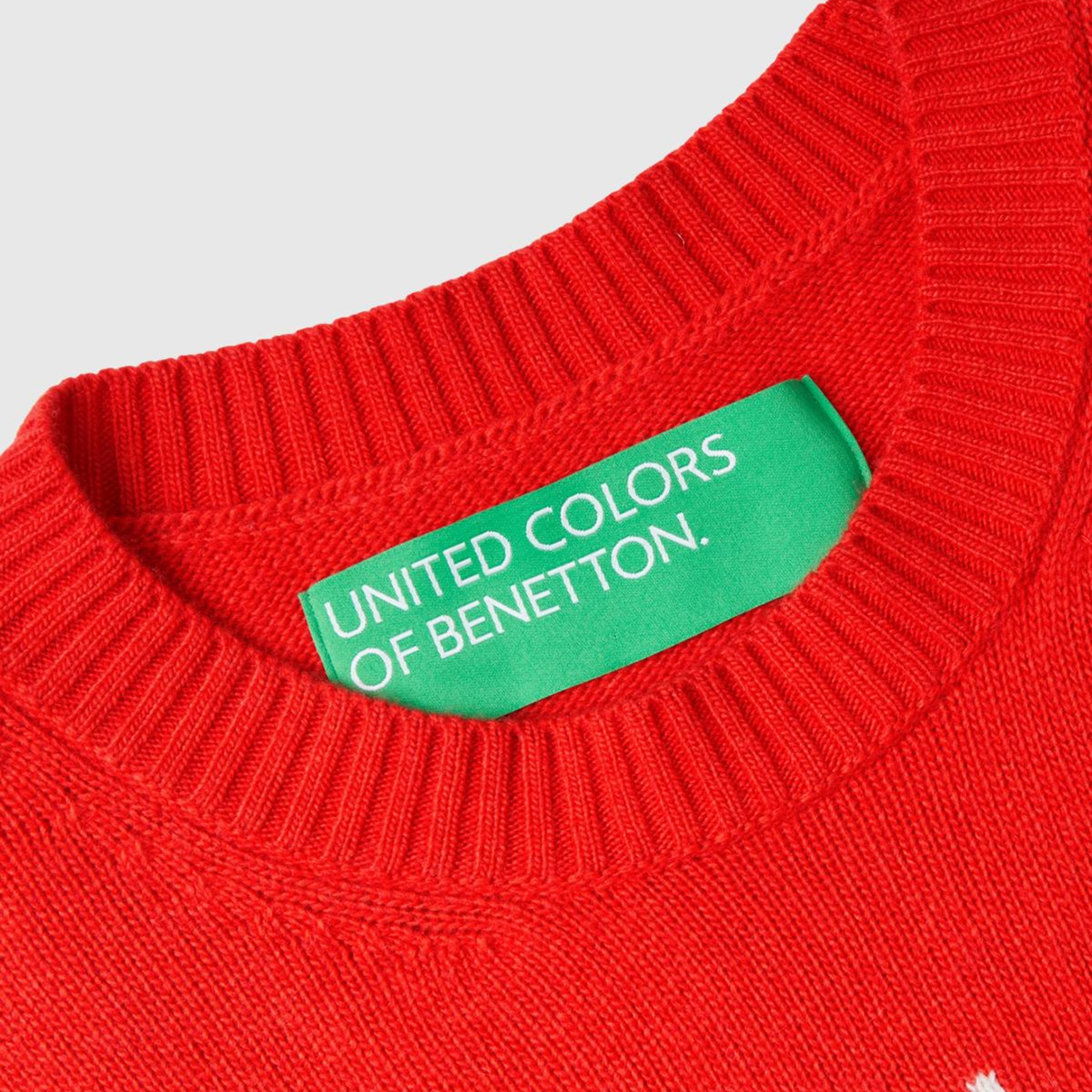 Kadın Kırmızı Kaşmir Karışımlı Tavşan Desenli Kazak