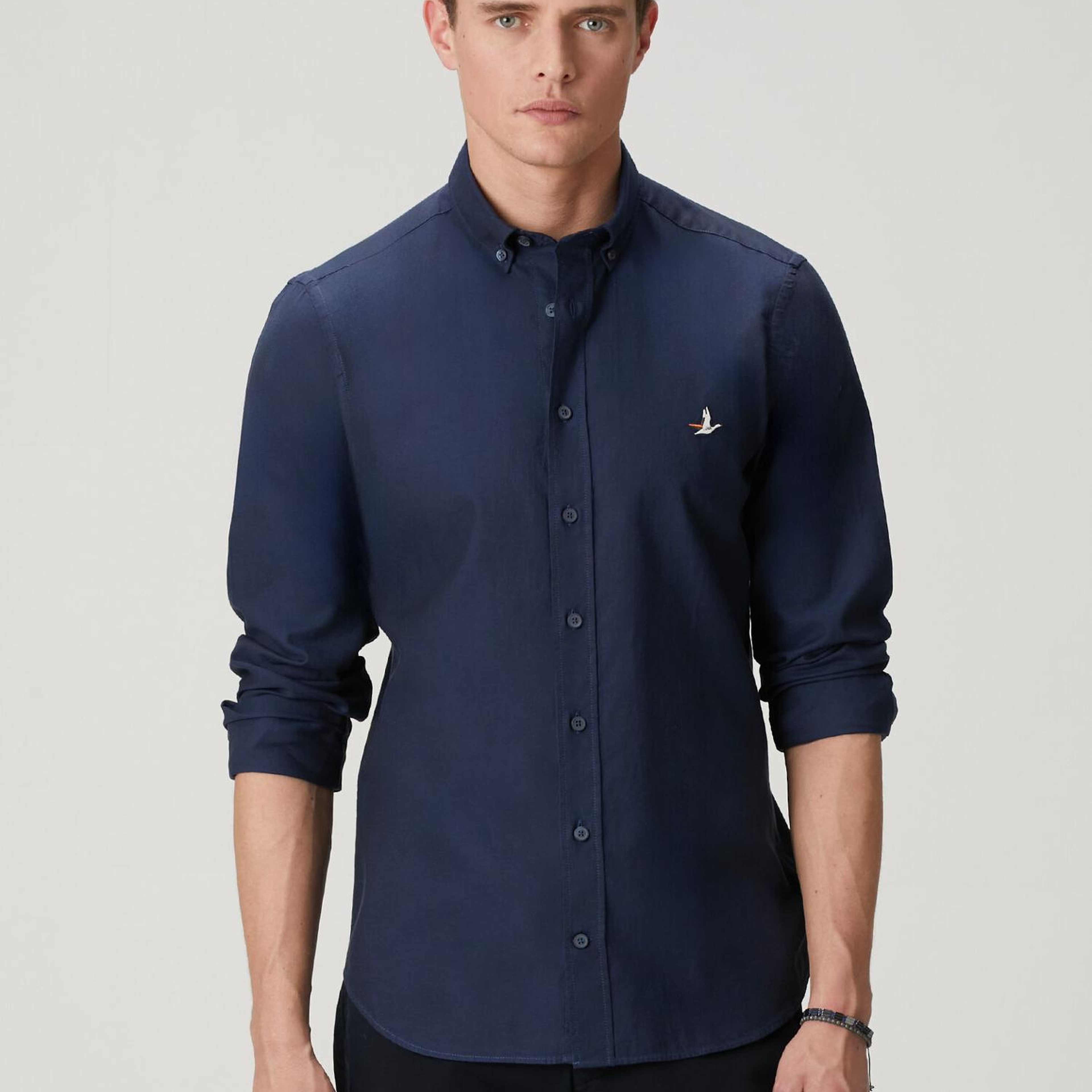 Beymen Club Erkek Slim Fit Lacivert Oxford Gömlek