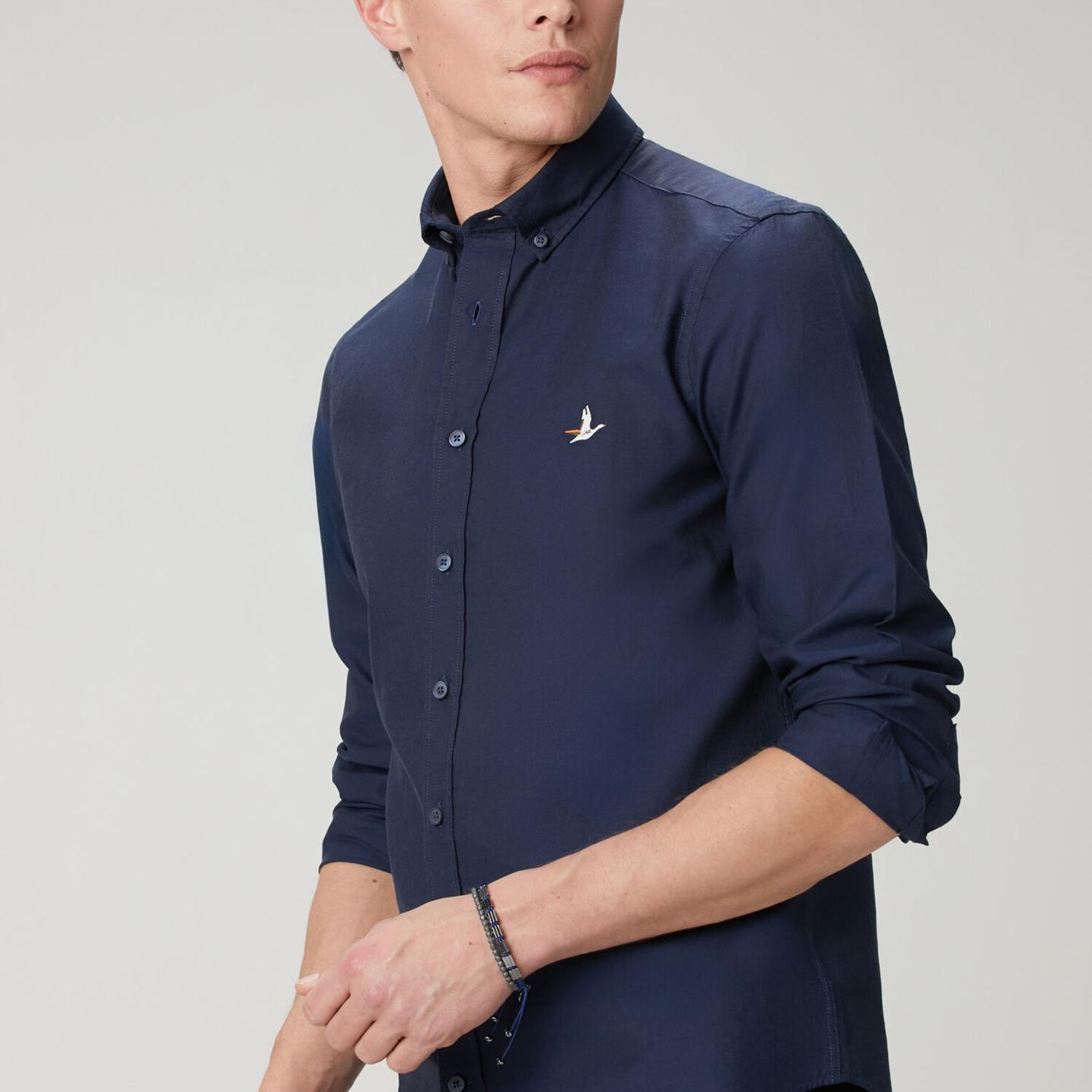 Beymen Club Erkek Slim Fit Lacivert Oxford Gömlek