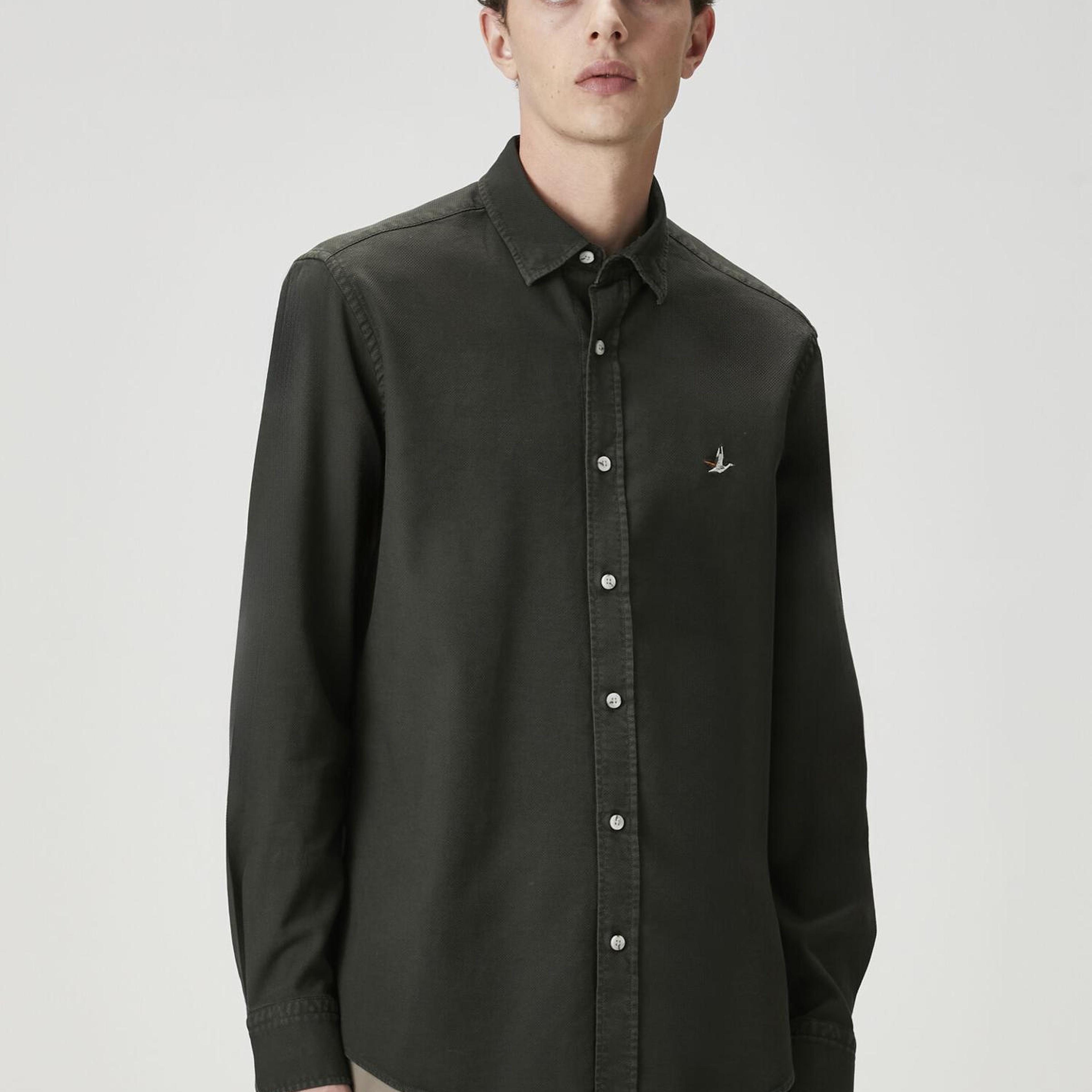 Beymen Club Erkek Comfort Fit Haki Dokulu Gömlek