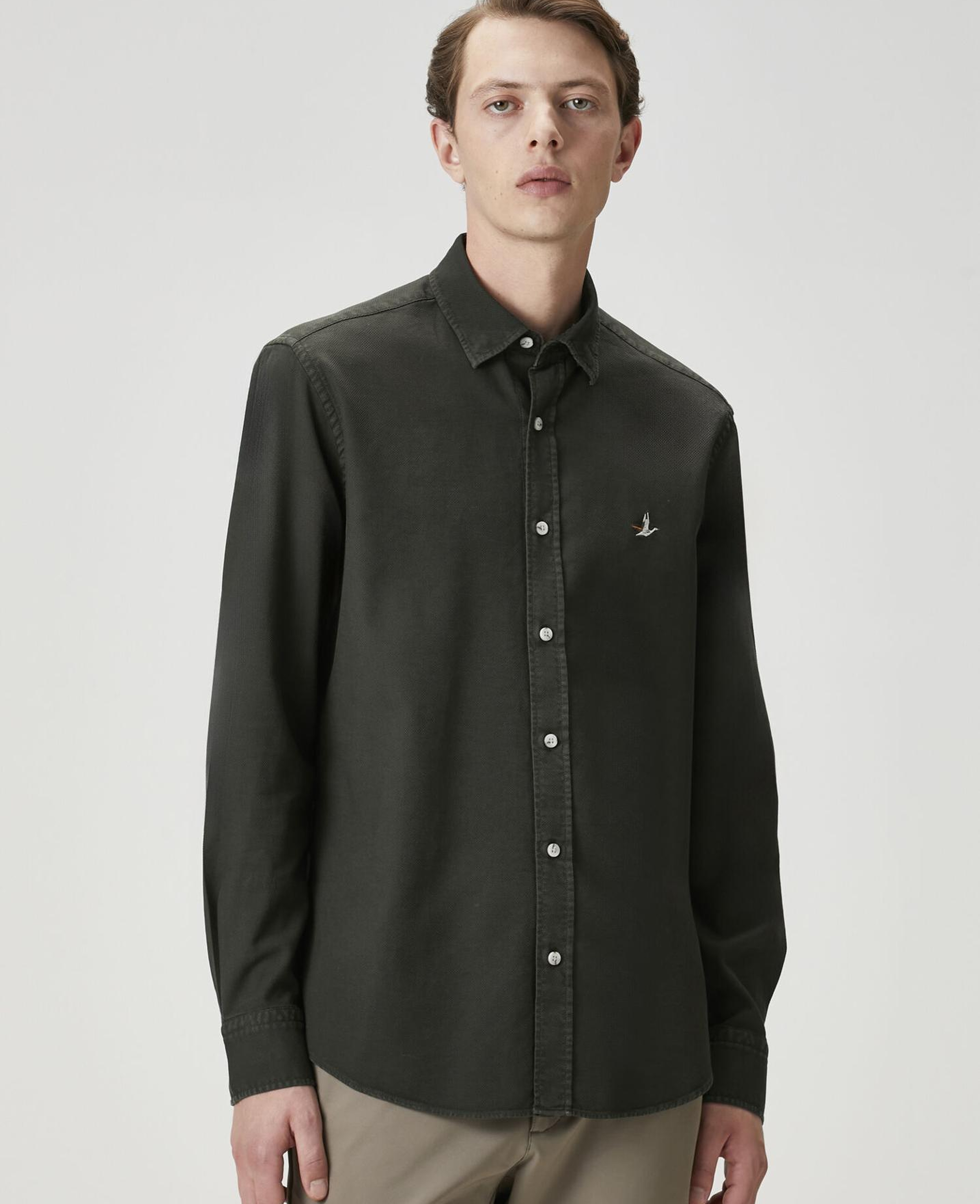 Beymen Club Erkek Comfort Fit Haki Dokulu Gömlek