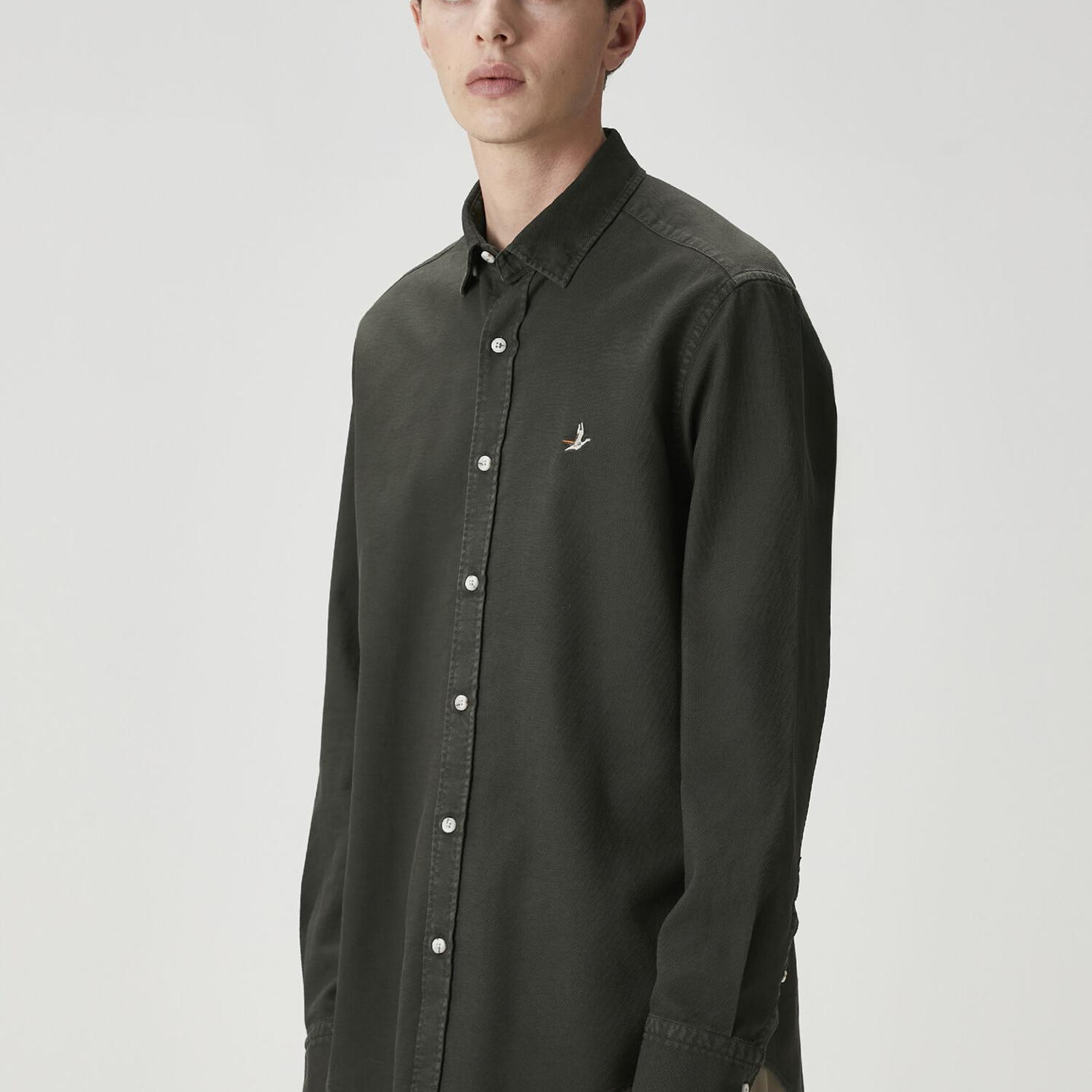 Beymen Club Erkek Comfort Fit Haki Dokulu Gömlek