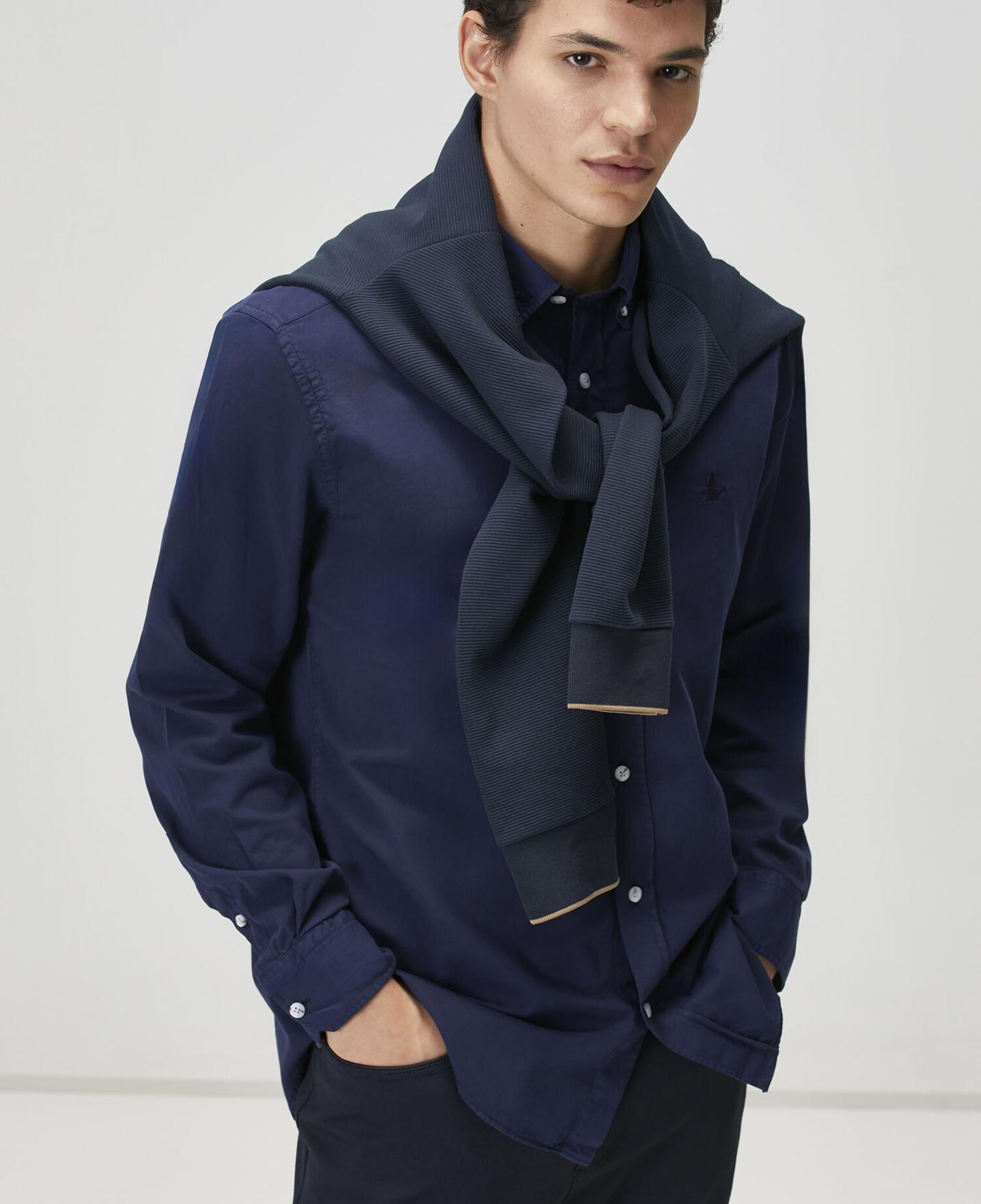 Beymen Club Erkek Comfort Fit Lacivert Gabardin Doku Gömlek