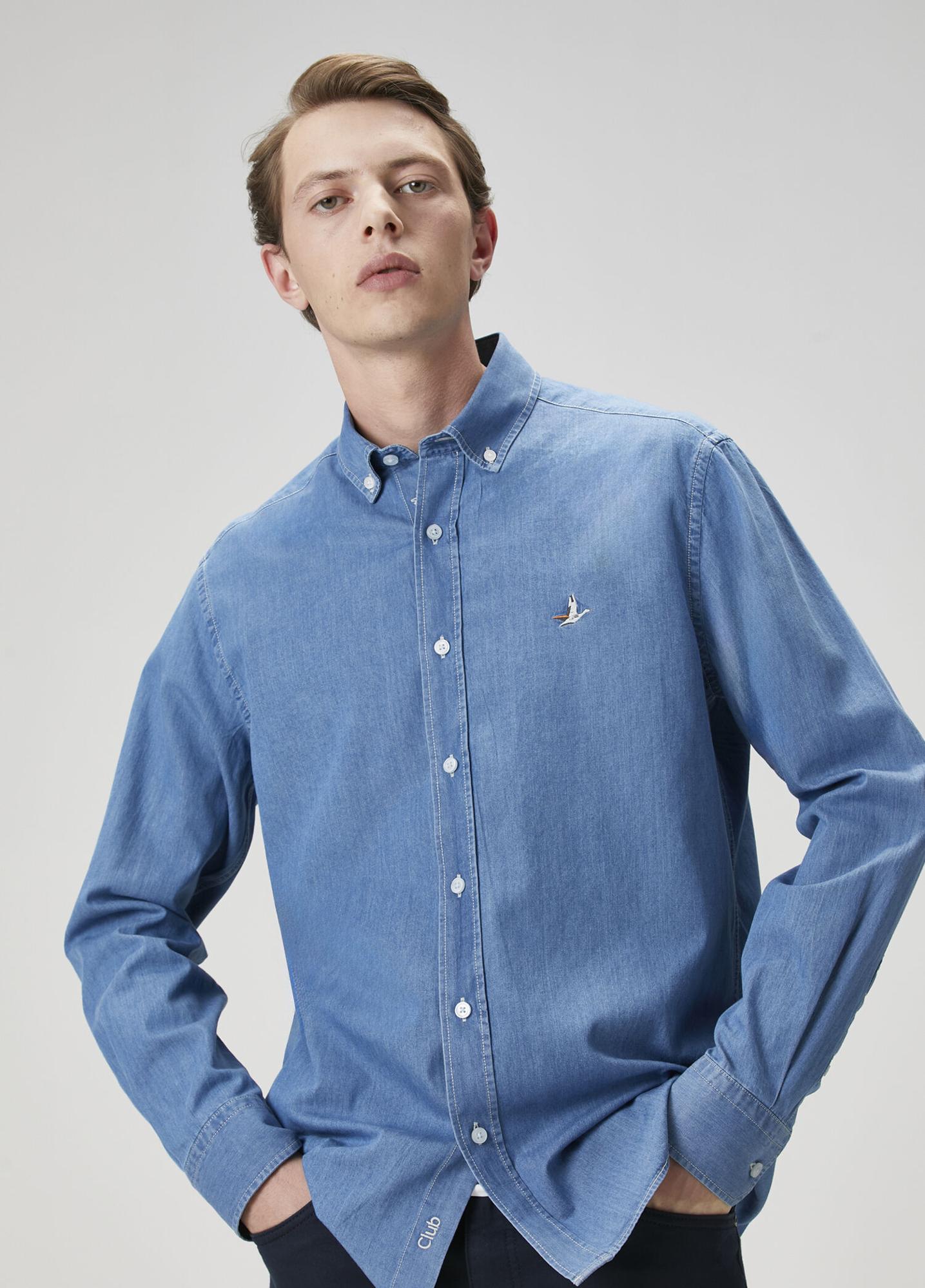 Beymen Club Erkek Comfort Fit Mavi Denim Gömlek