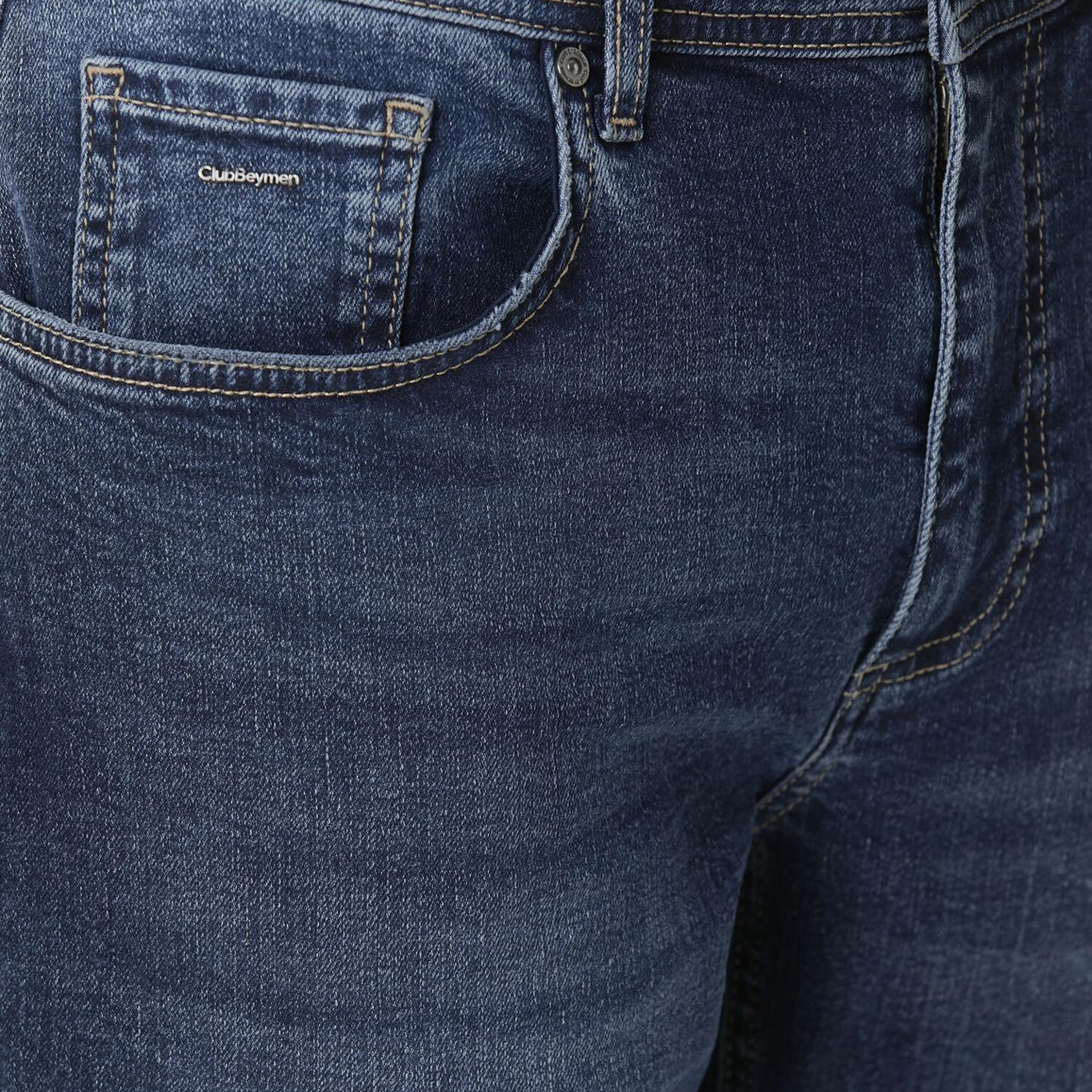 Beymen Club Erkek Mavi Yıkamalı Slim Fit Jean Pantolon