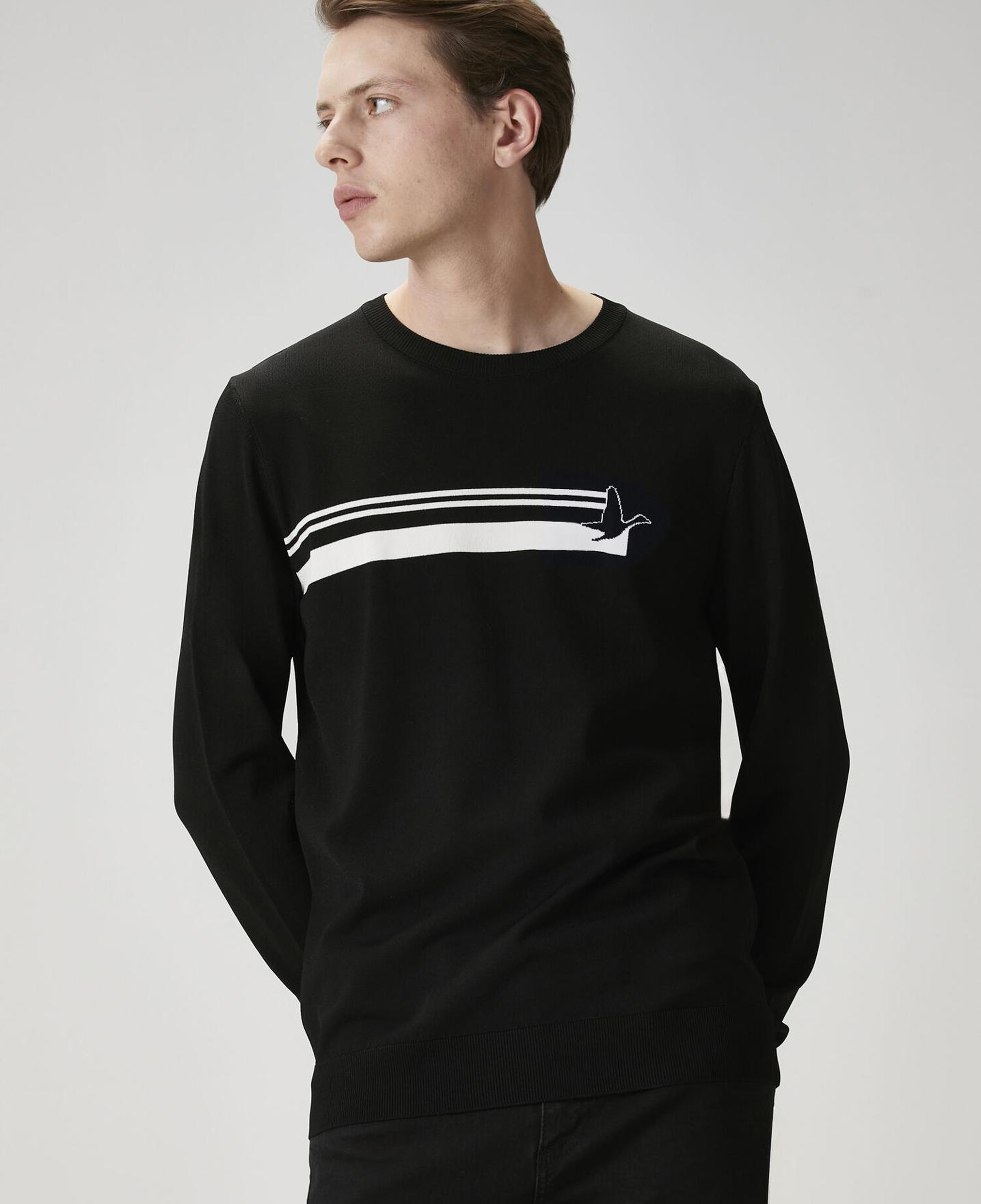 Beymen Club Erkek Siyah Logo Jakarlı Kazak