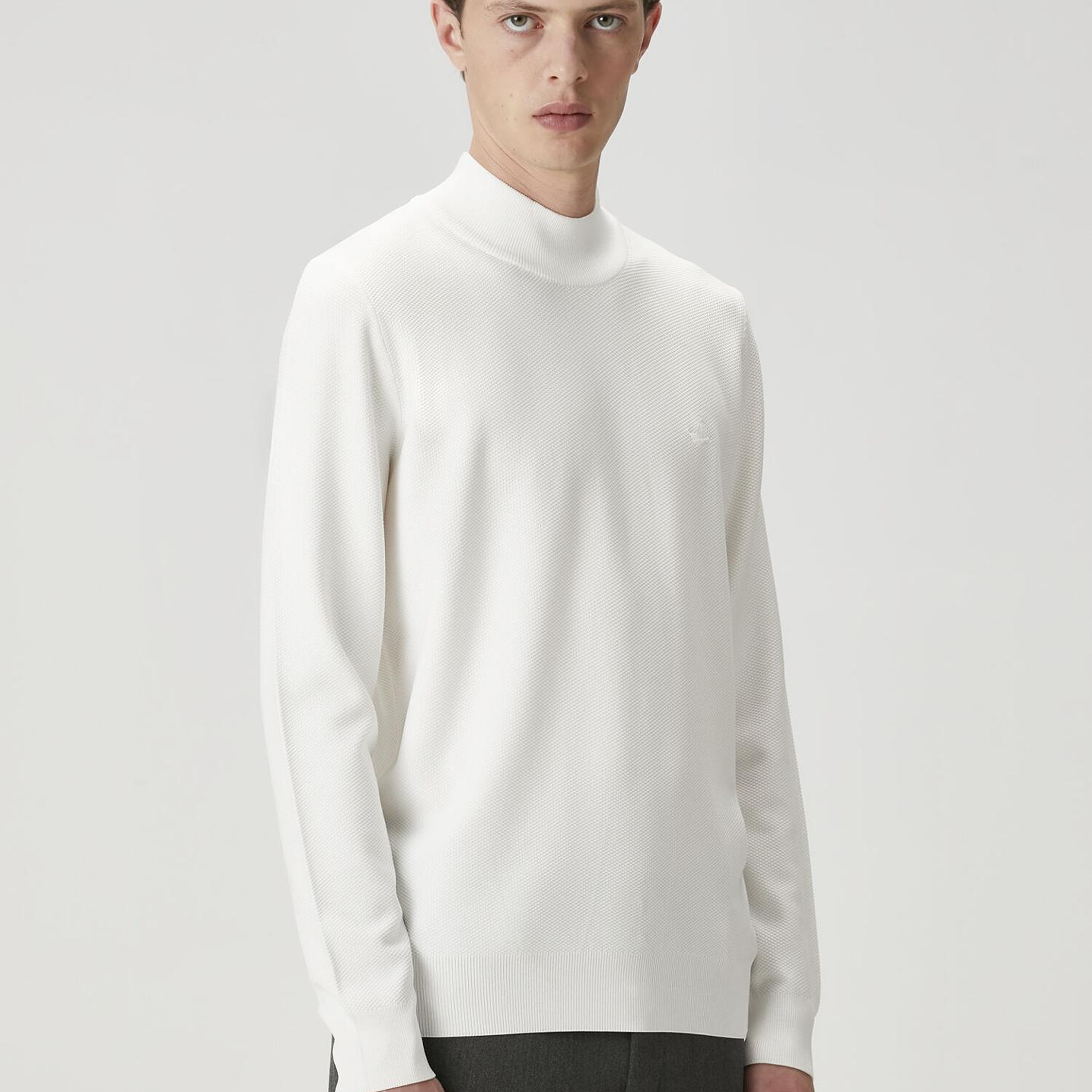 Beymen Club Erkek Beyaz Yarım Balıkçı Yaka Kazak