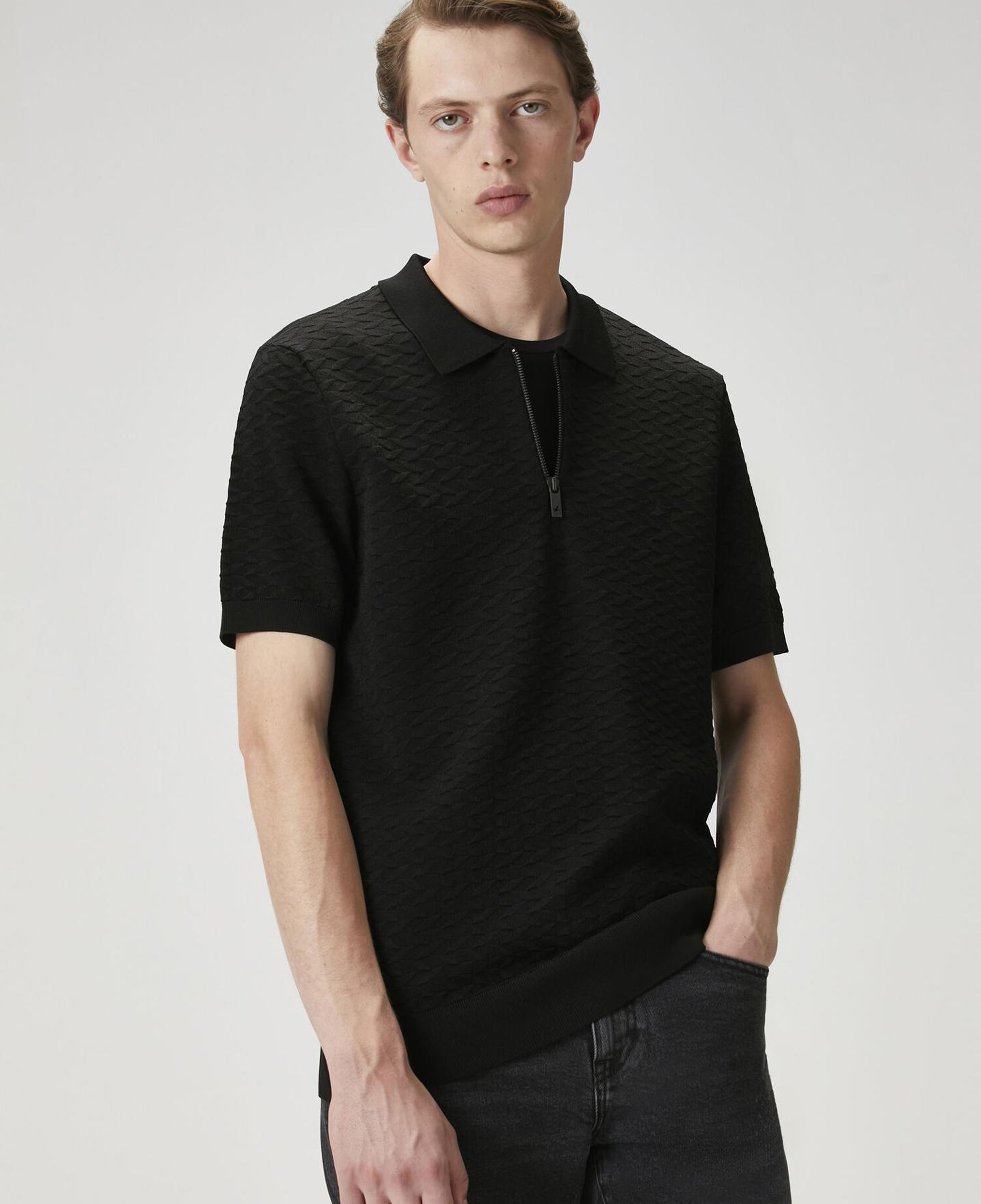 Beymen Club Erkek Siyah Polo Yaka Kısa Kollu Triko