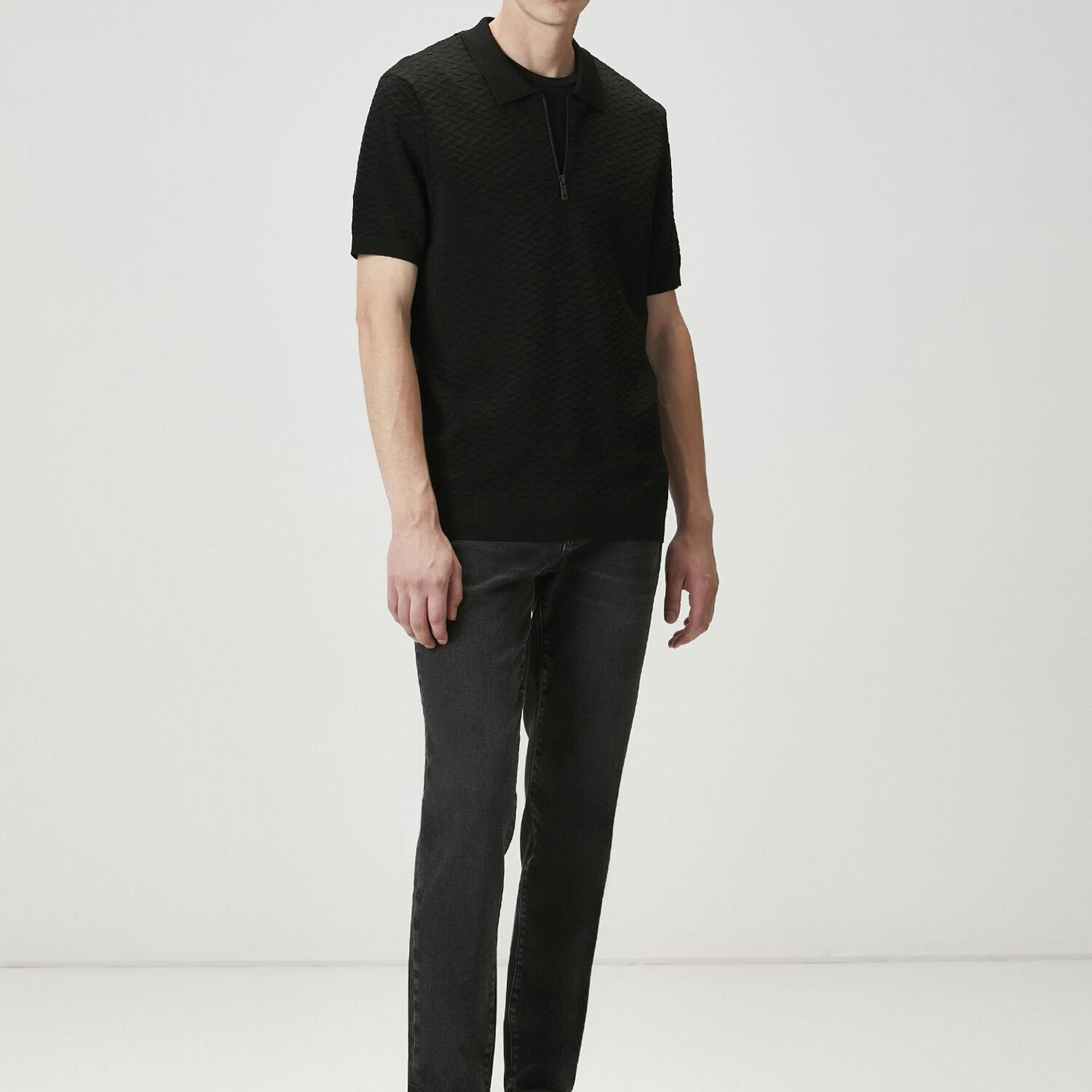 Beymen Club Erkek Siyah Polo Yaka Kısa Kollu Triko