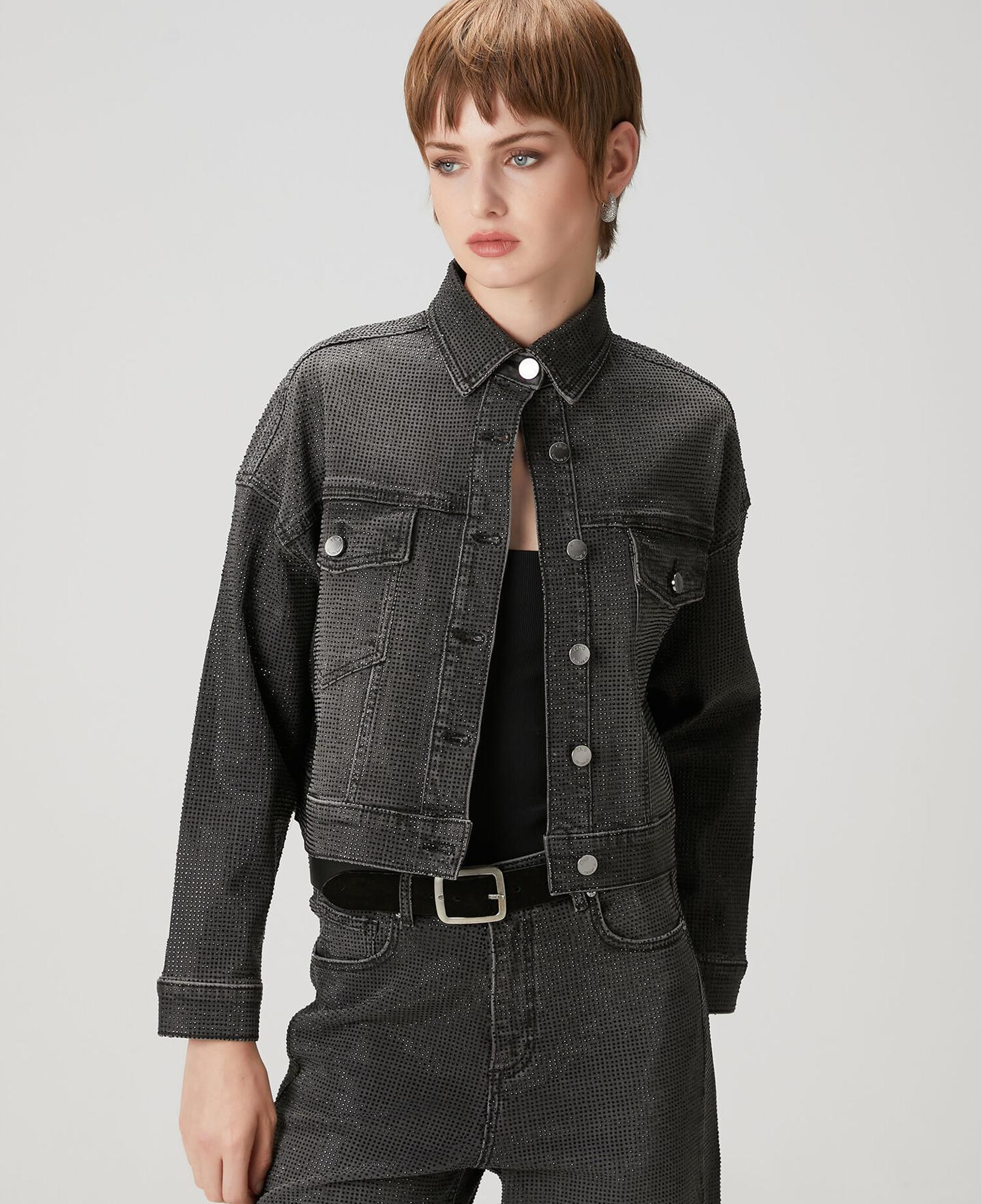 Beymen Club Kadın Koyu Gri Taşlı Denim Ceket