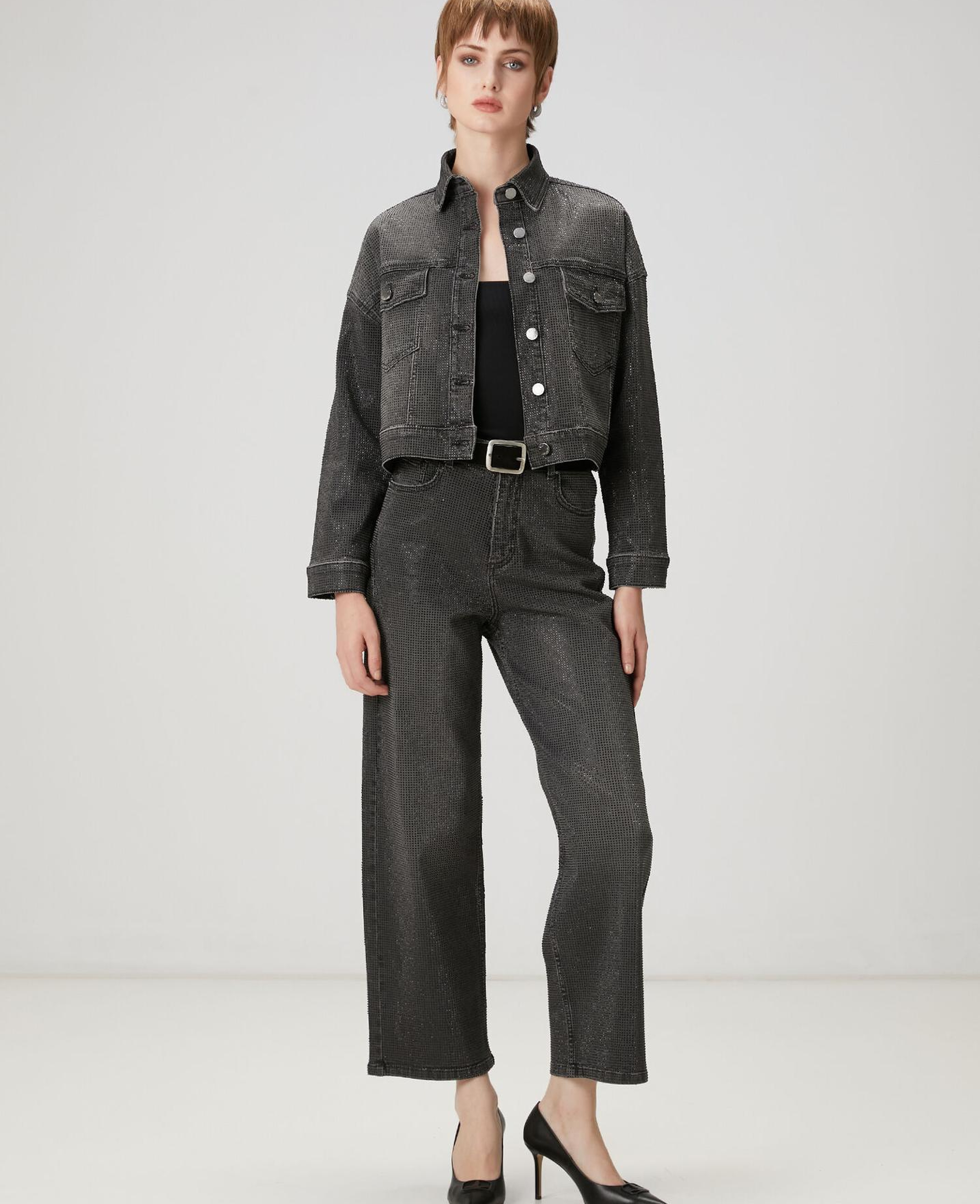 Beymen Club Kadın Koyu Gri Taşlı Denim Ceket