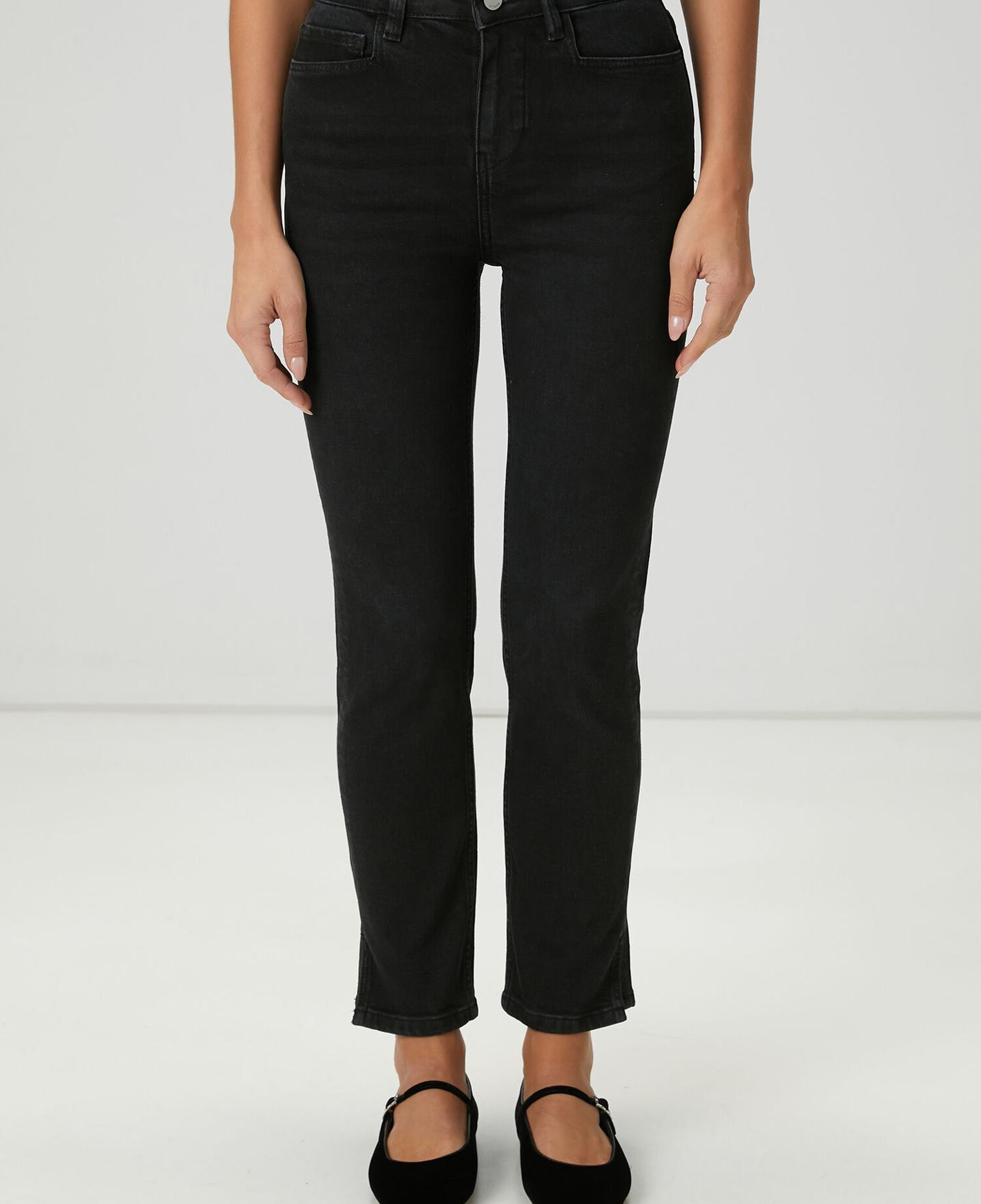 Beymen Club Kadın Slim Straight Siyah Yırtmaçlı ,Jean Pantolon