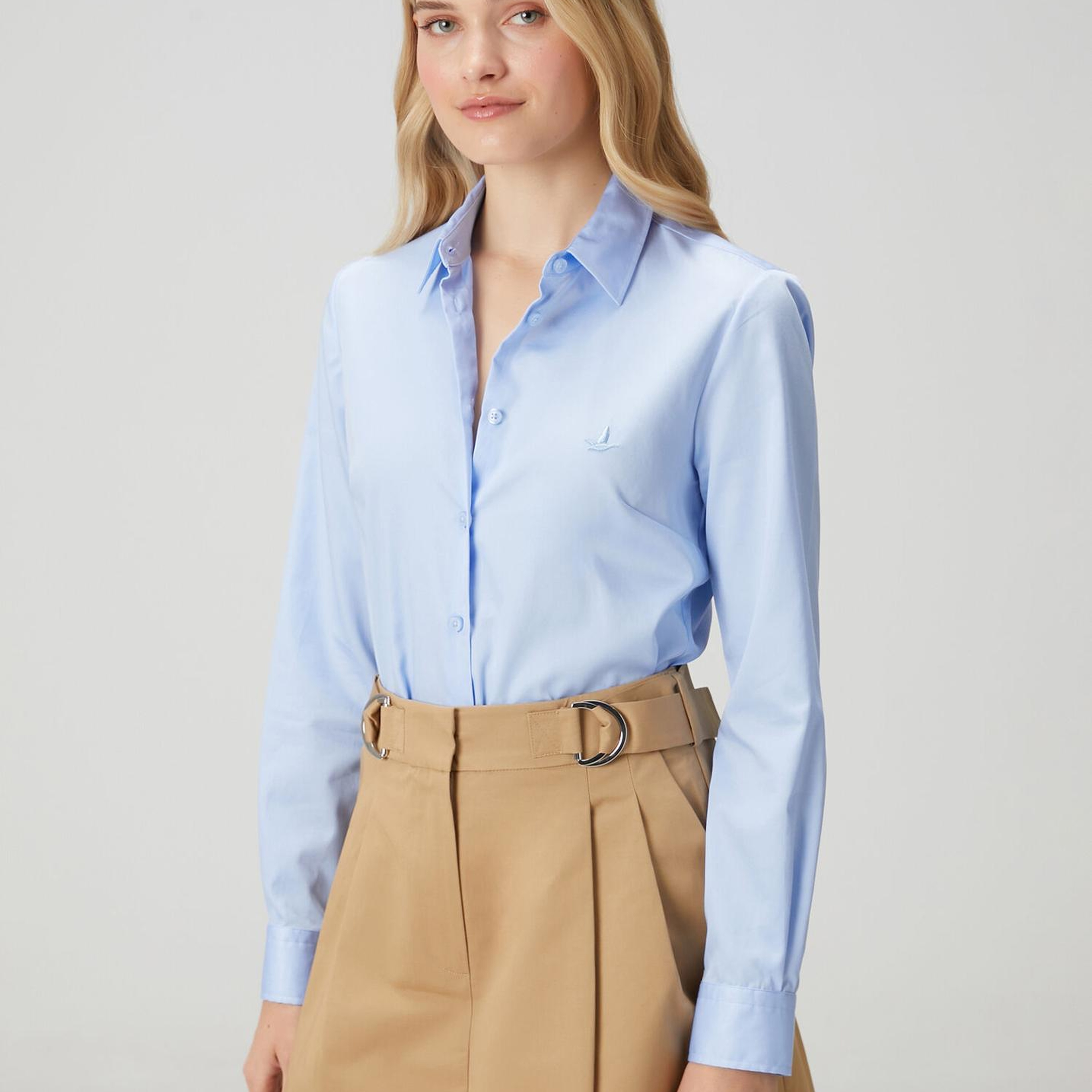 Beymen Club Kadın Slim Fit Non-Iron Mavi Gömlek